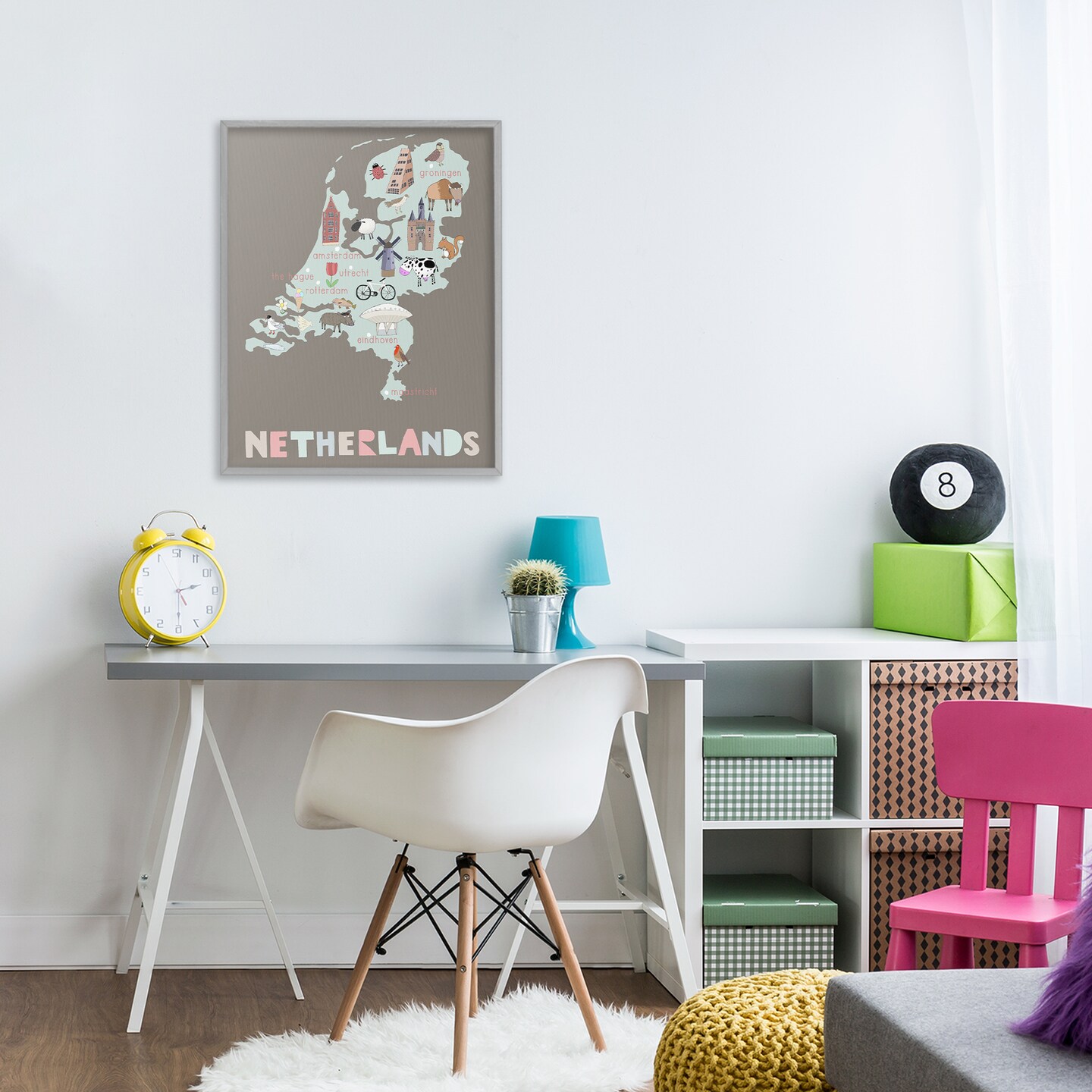 Stupell Industries Kid's Map of Netherlands Framed Giclee, design by Carla Daly
