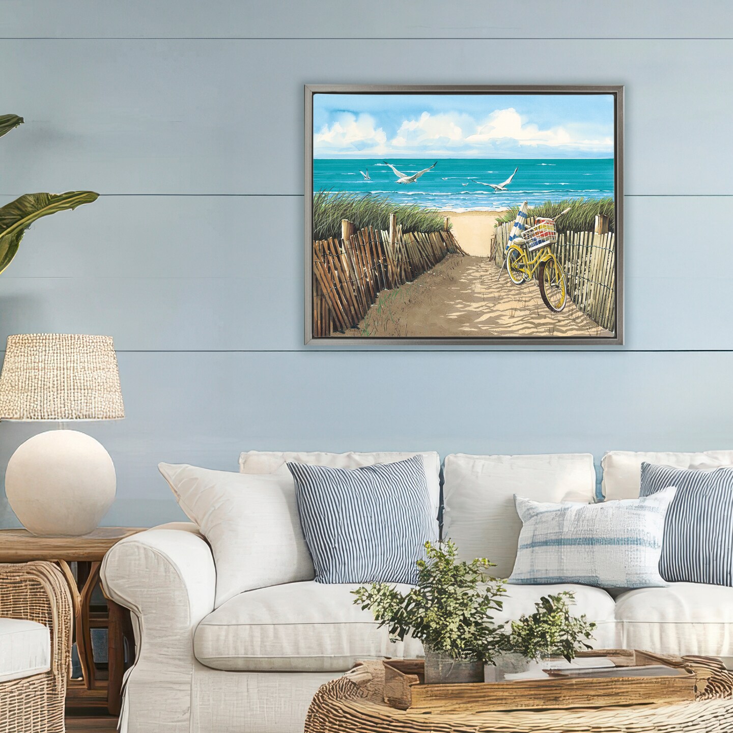 Stupell Industries Yellow Beach Taxi Coast Floating Frame, design by John Rossini