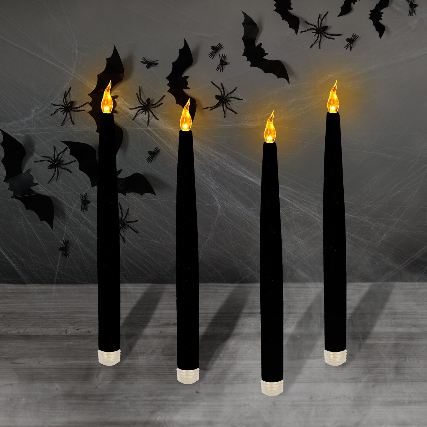 Mod Lighting and Decor LED Flameless Halloween Taper Candles - 9.25&#x22; - Black - Set of 4