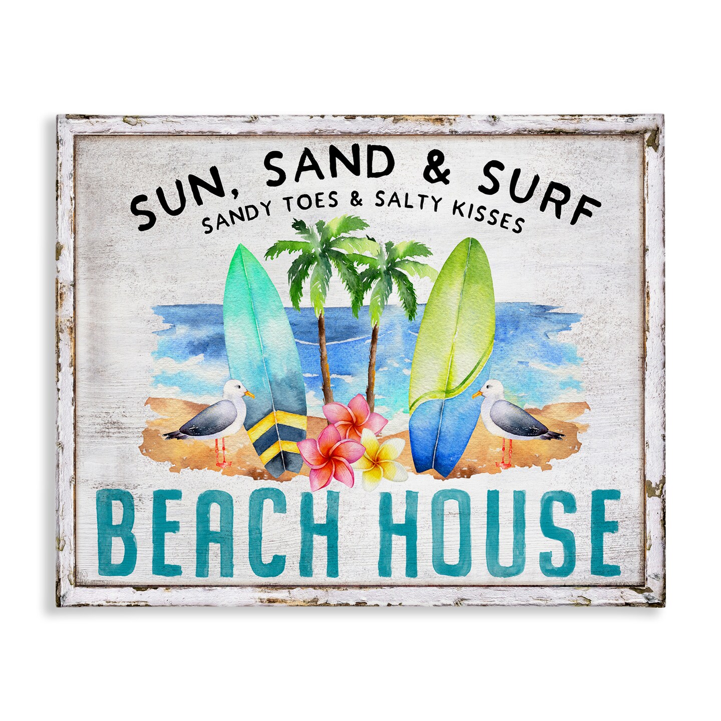Stupell Industries Vintage Sun Sand & Surf Canvas Wall Art Design by Creatif Belle