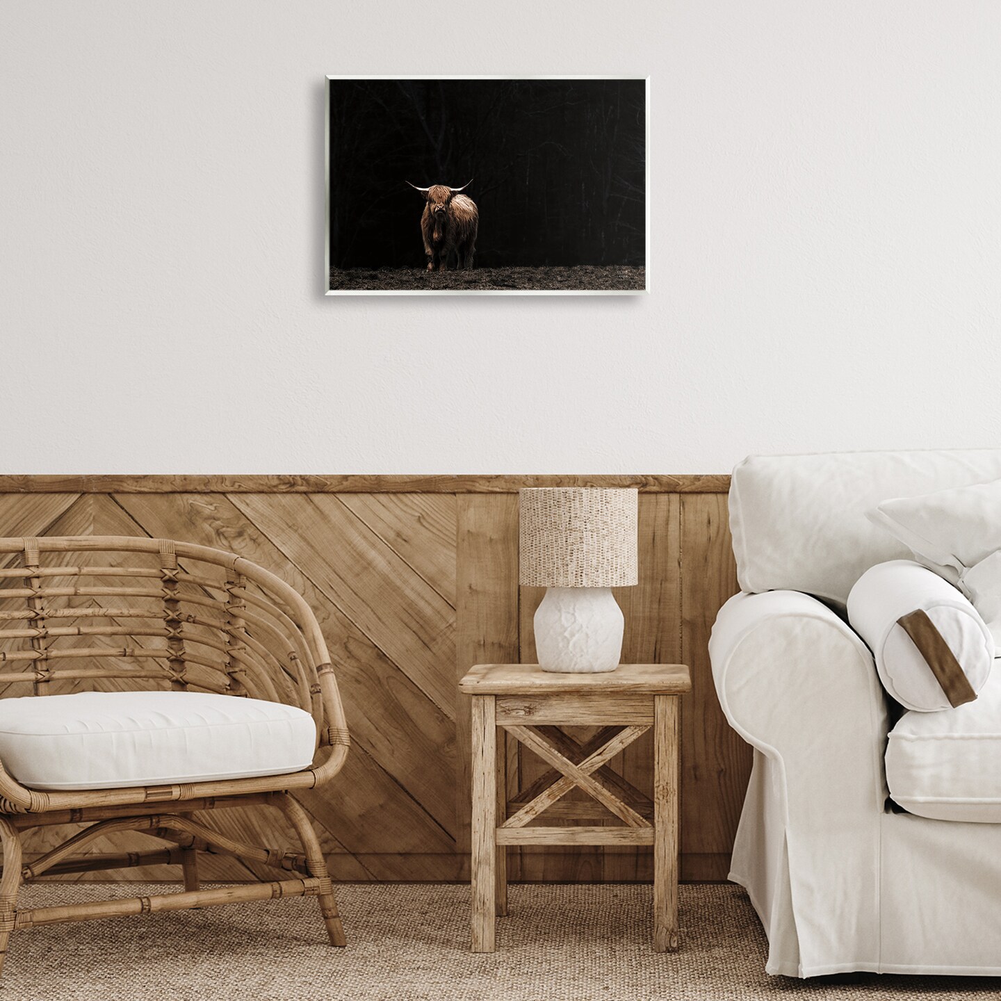 Stupell Industries Dark Contrast Highland Cow Wall Plaque Art Design by Nathan Larson