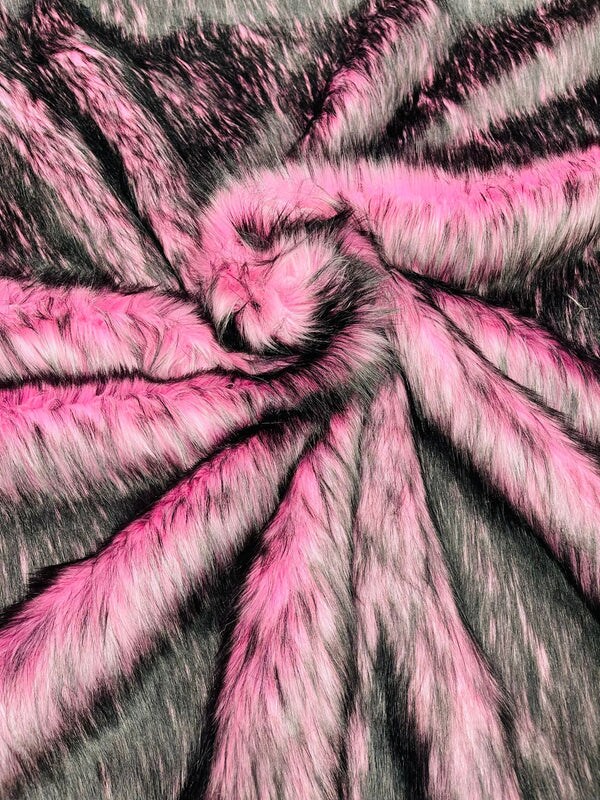 1 Yard Two Tone Husky Faux Fur Fabric Soft High Pile for Blankets Decor Costumes 58-60 inches Width