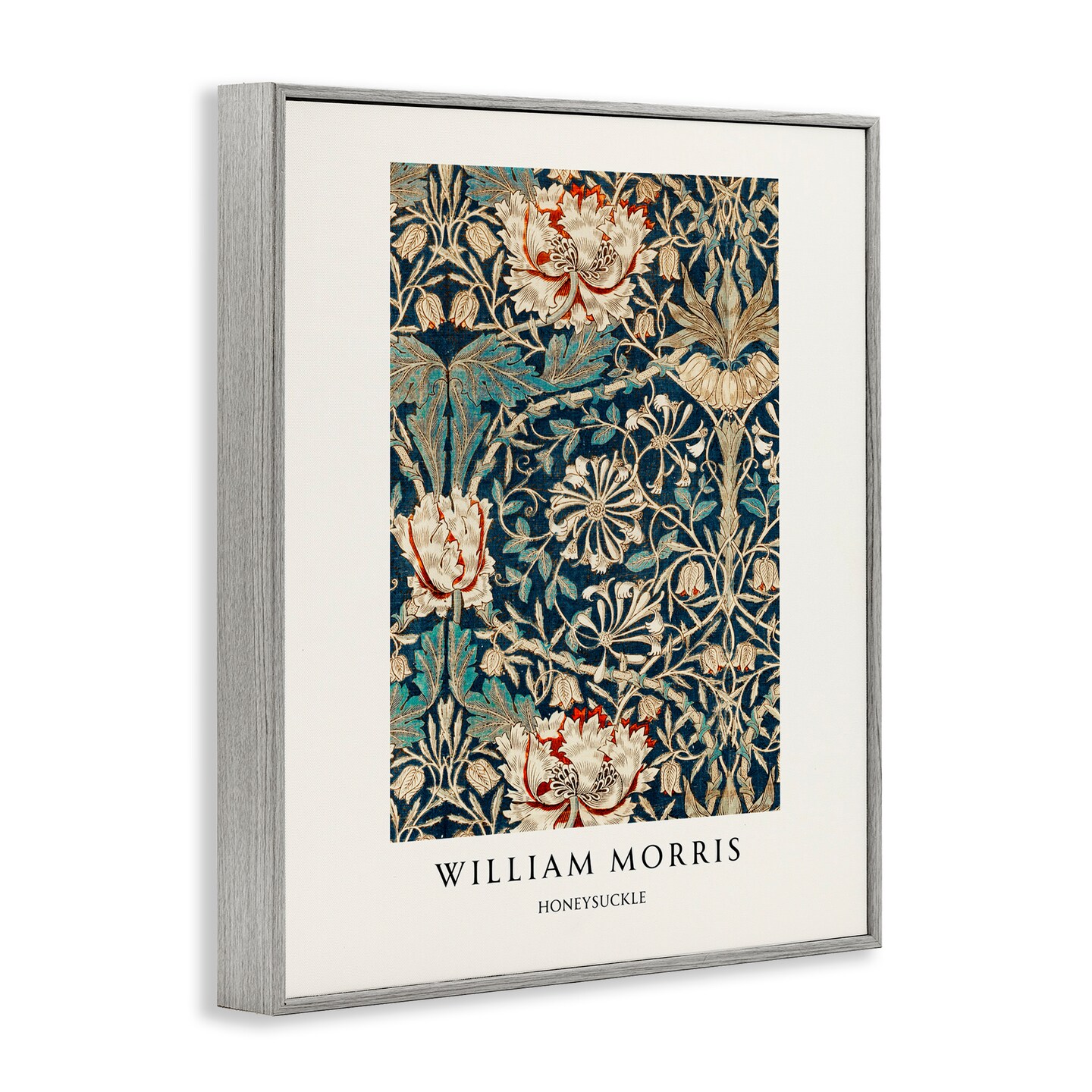 Stupell Industries William Morris Honeysuckle Pattern Black Framed Giclee Art, design by Vintage Hustle