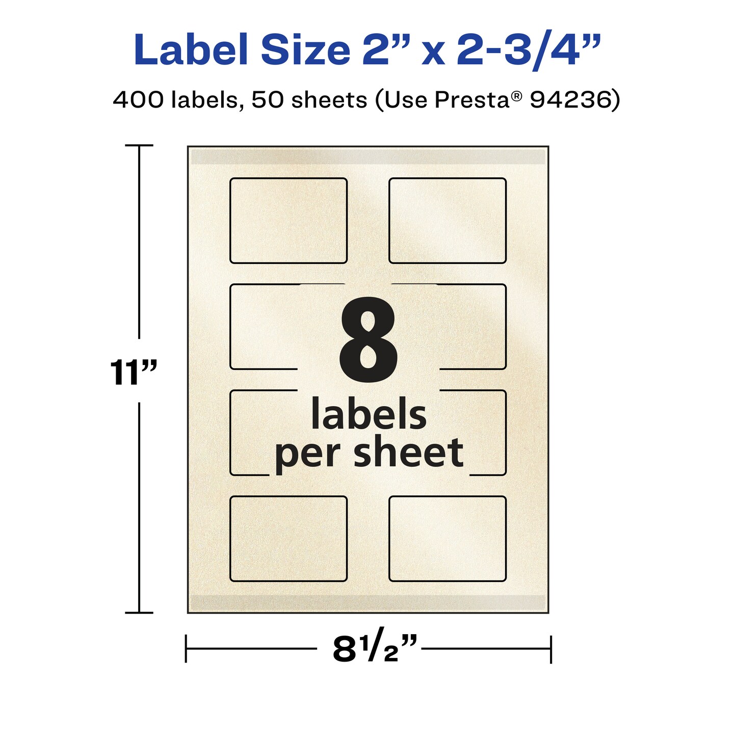 Avery Pearlized Ivory Rectangle Labels with Sure Feed Technology, Print-to-the-Edge, 2" x 2.75"