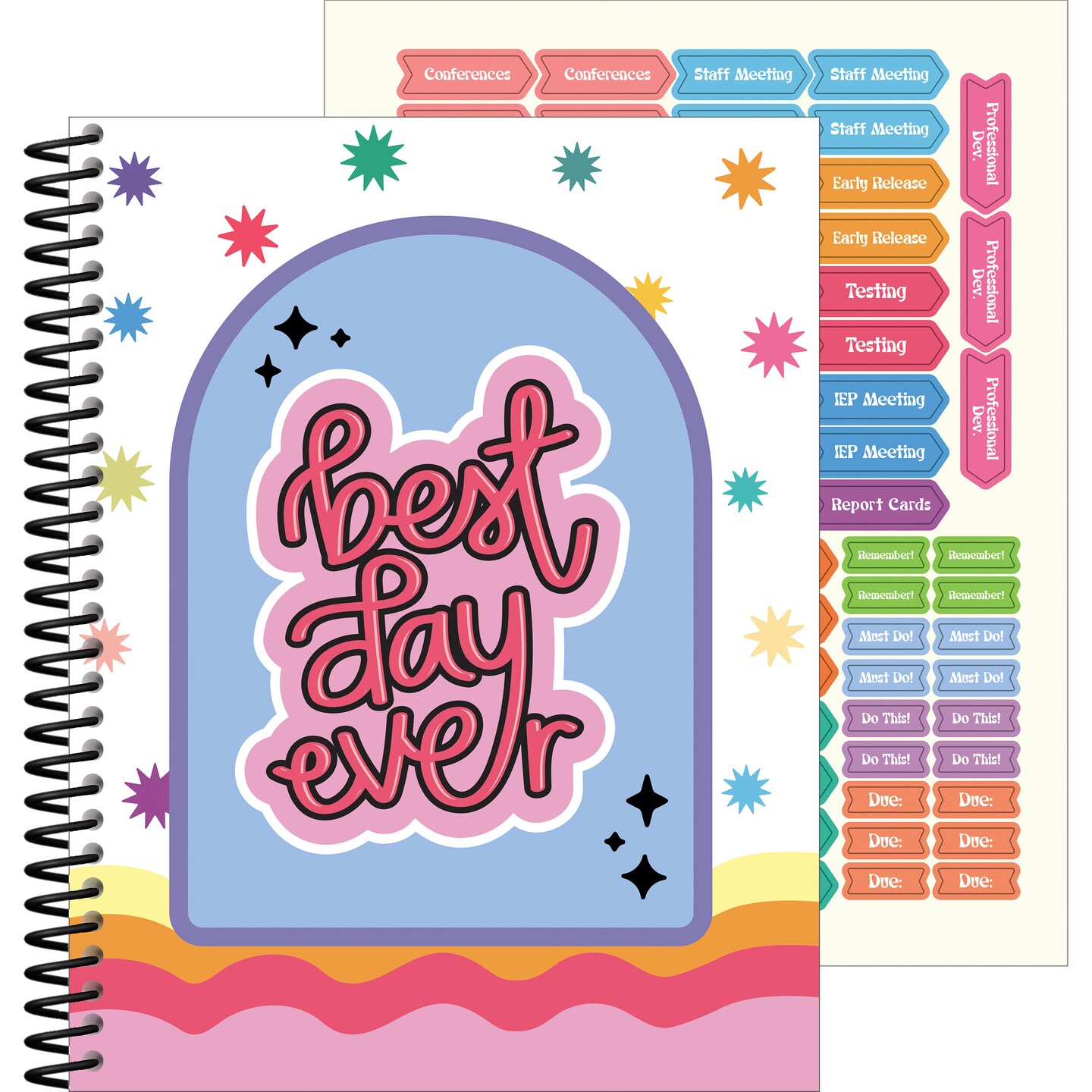 Carson Dellosa Retro Remix Teacher Planner 2025-2026, Undated 8" x 11" Lesson Plan Book With Retro Stickers, Class Schedule, Weekly Calendar, Homeschool & School Supplies, Groovy Classroom Must Haves