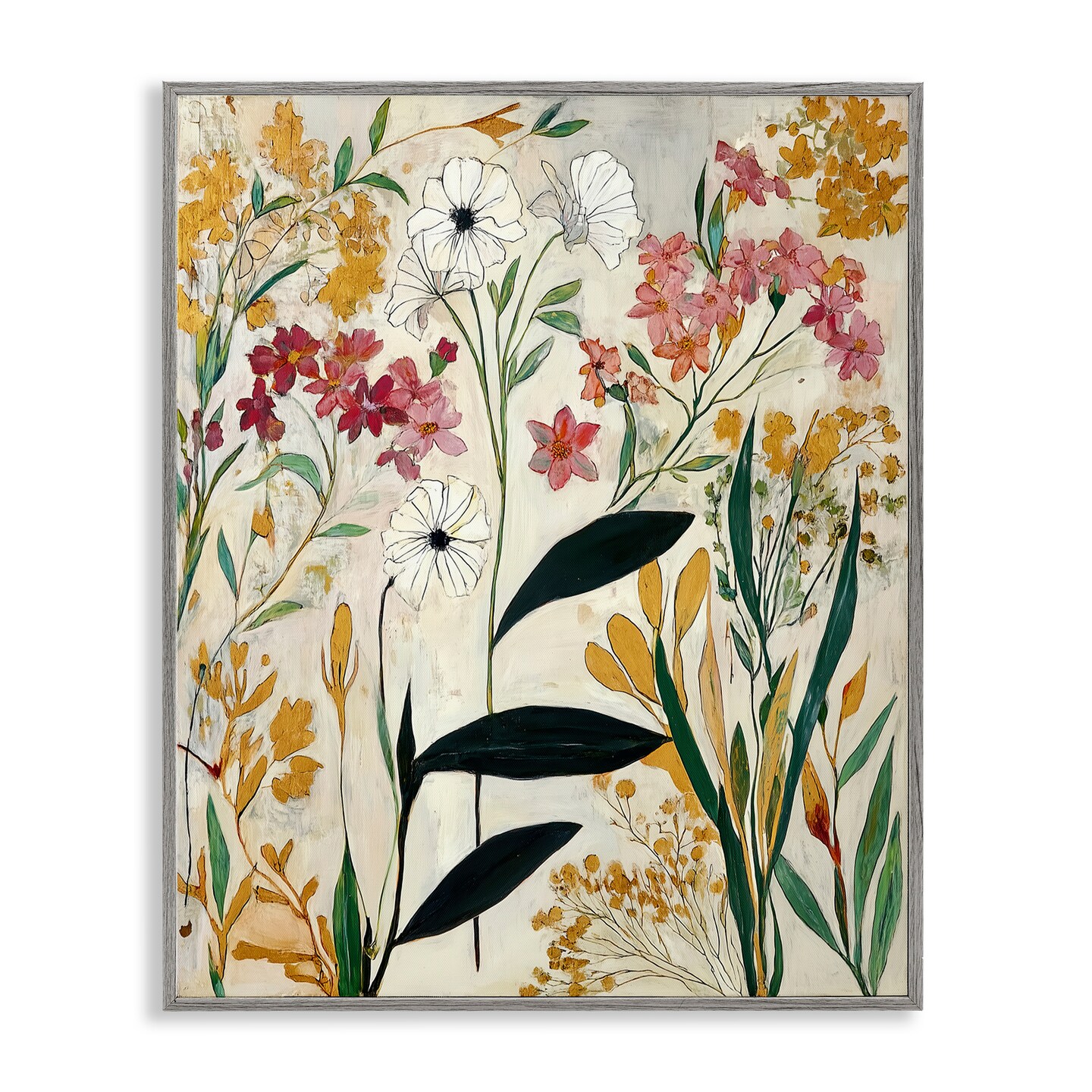 Stupell Industries Vintage Playful Botanicals Framed Giclee, design by Annabelle Hall