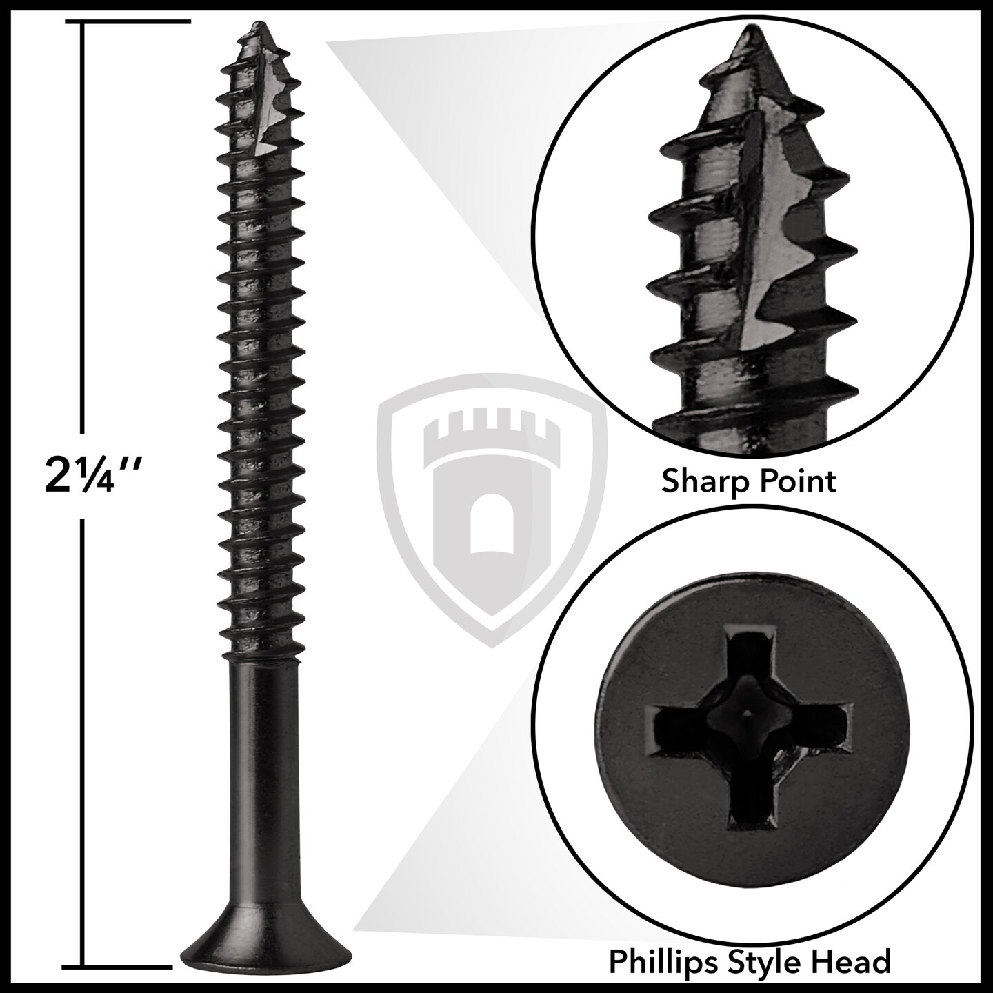 Cauldham 
Wood Screws #9 x 2-1/4 Inch for Door Hinges - 25 pack