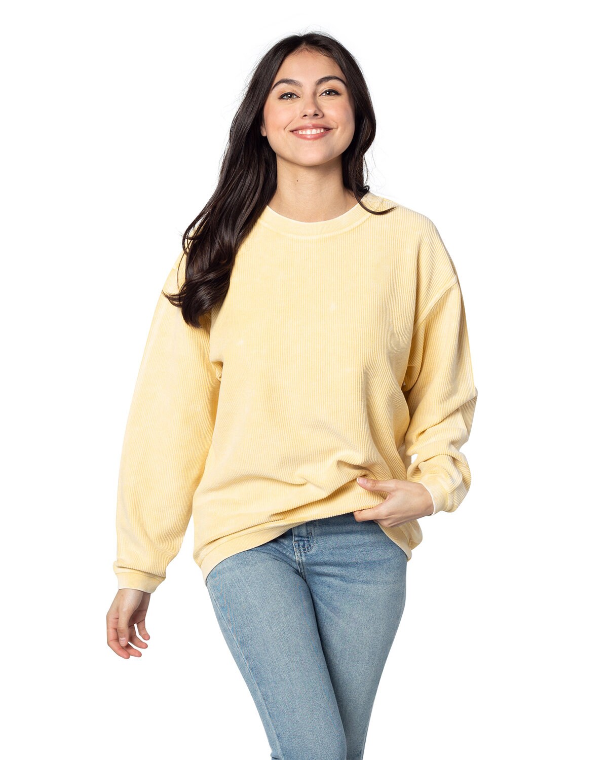 Chicka-d&#xAE; Ladies Corded Crew Sweatshirt