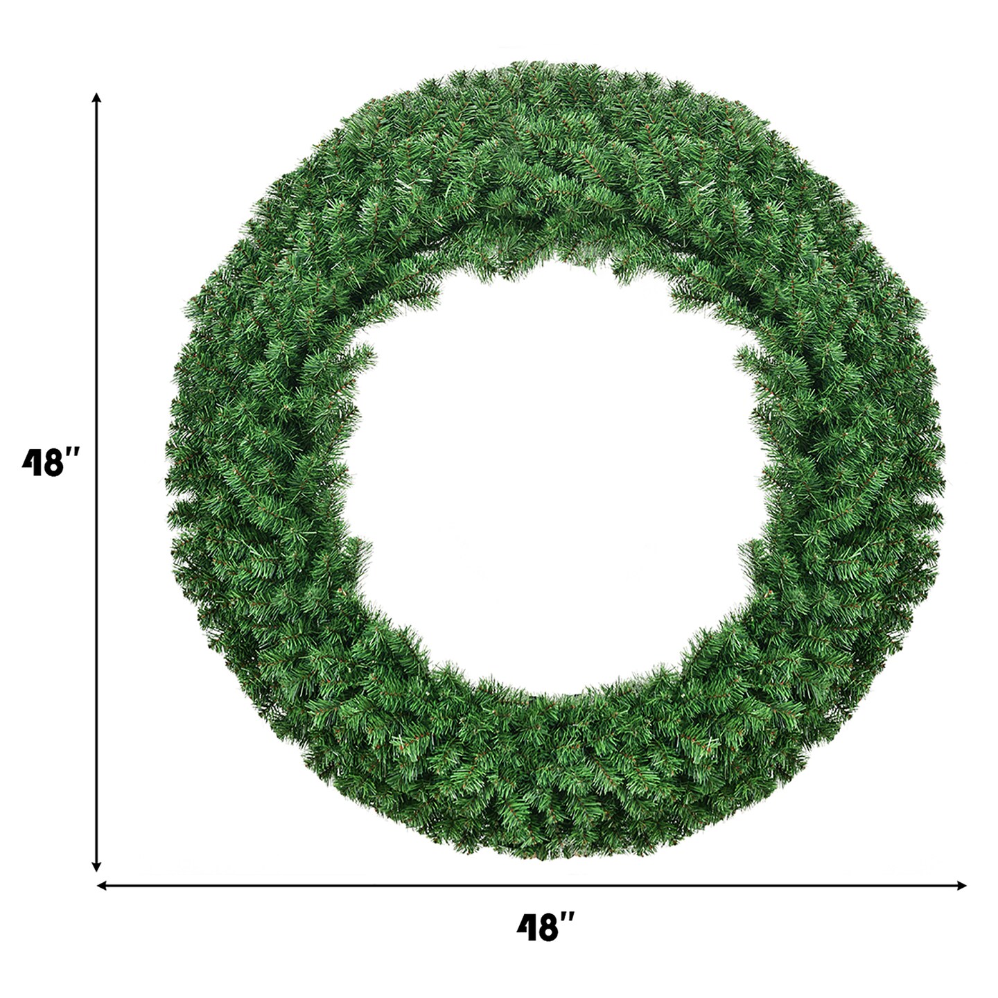 Costway 48&#x27;&#x27; Pre-lit Cordless Artificial Christmas Wreath 714 Tips w/ 200 LED Light&#x26;Timer