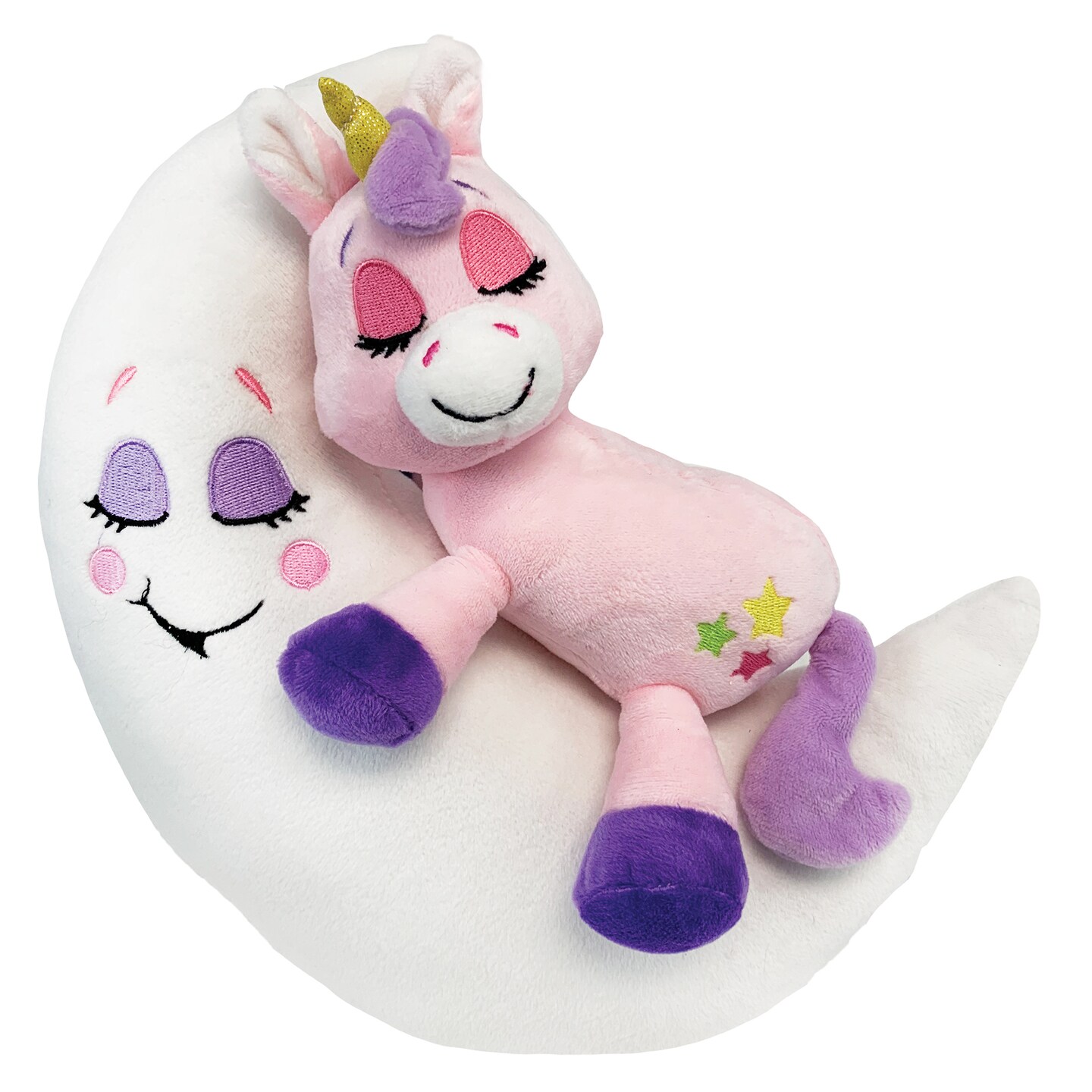 Happpy Nappers: Lullabrites Moon Pet - Unicorn - Pink-Purple - Light &#x26; Sounds Plush, Sleeping Animal, Plays Lullabies, Color Changing, Day-Night, Kids