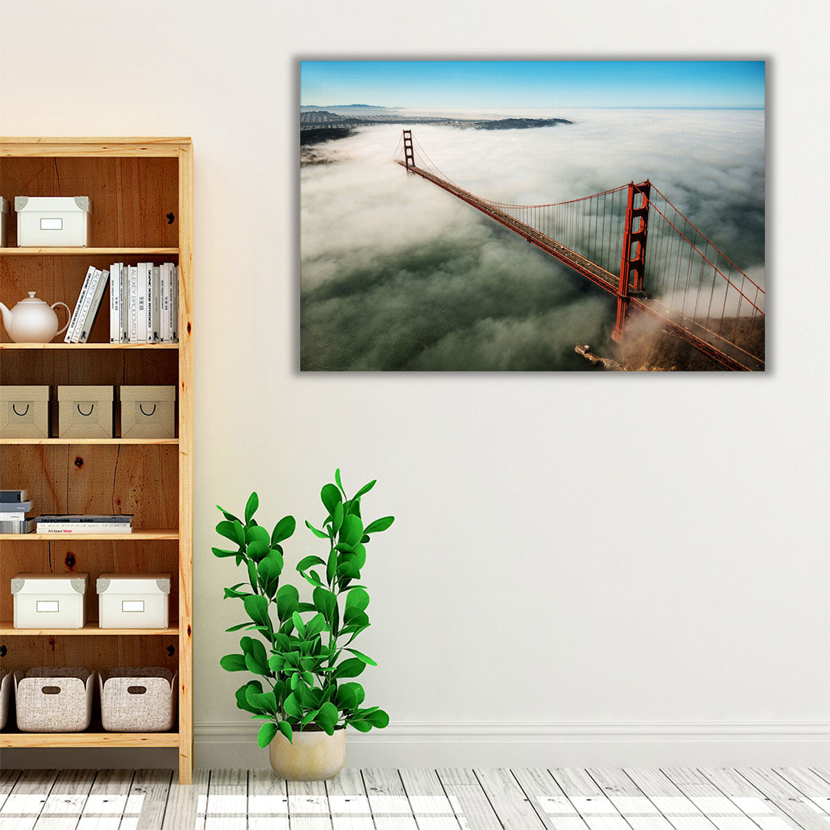 Foggy Golden Gate Bridge Framed Canvas Photography Print – San