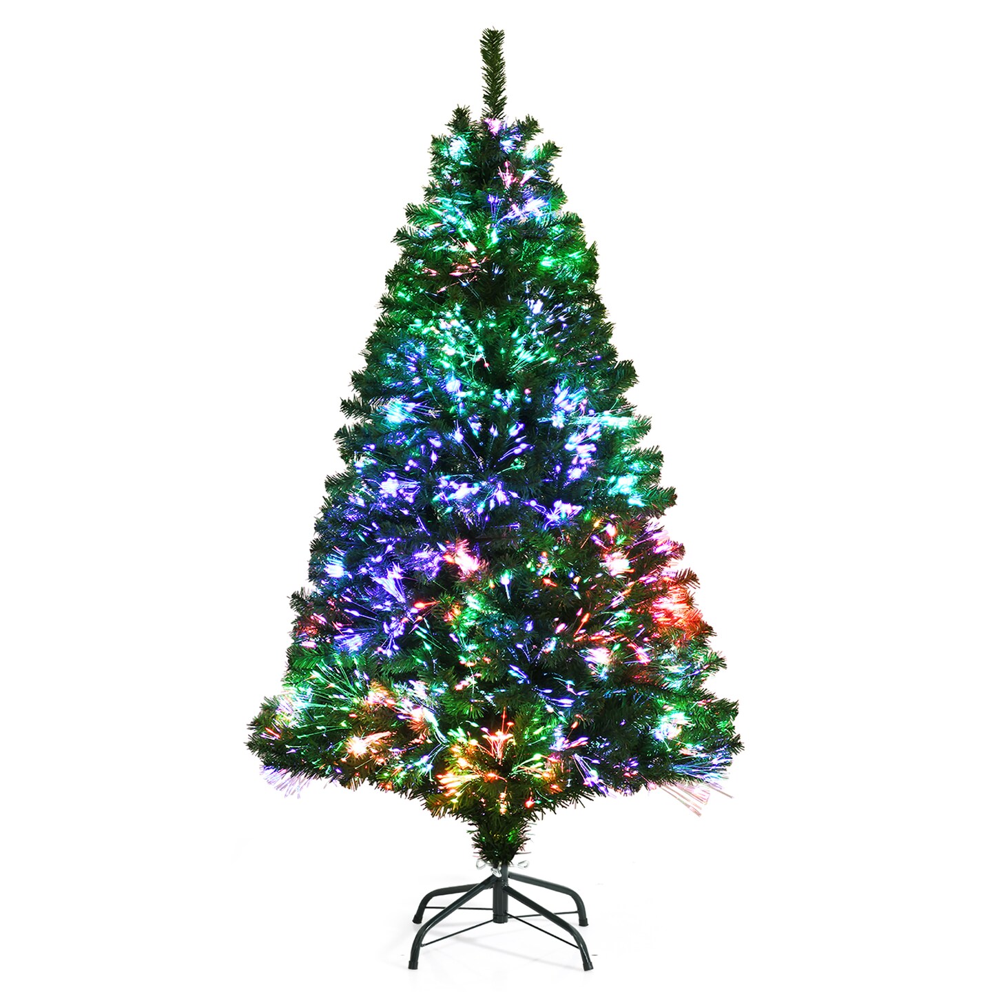 Costway 5ft Pre-lit Fiber Optic PVC Artificial Christmas Tree w/ 449 Branch Tips