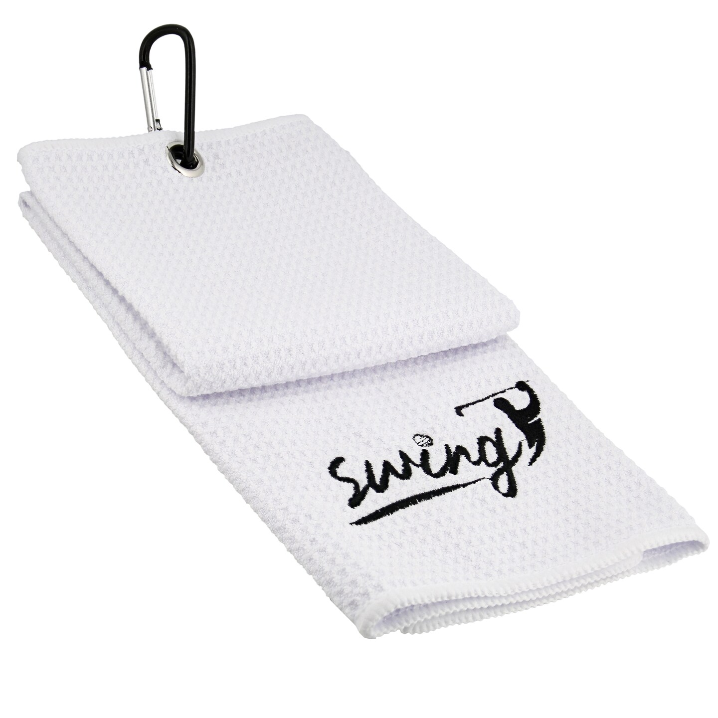 Swing Sports Golf Towel With Clip - Waffle Tri-Fold Microfiber Golf Towel