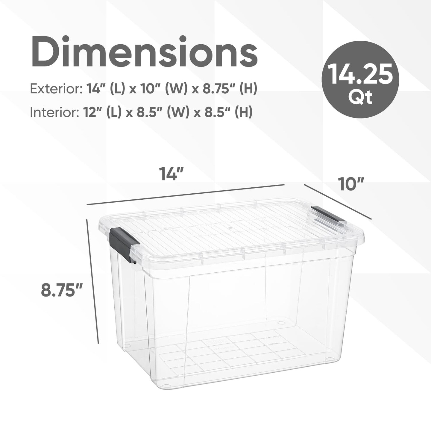 Superio Clear Storage Box with Lid, Plastic Container Bins for Organizing, Stackable Crates, BPA Free, Non Toxic, Odor Free, Organizers for Home, Office, School, and Dorm