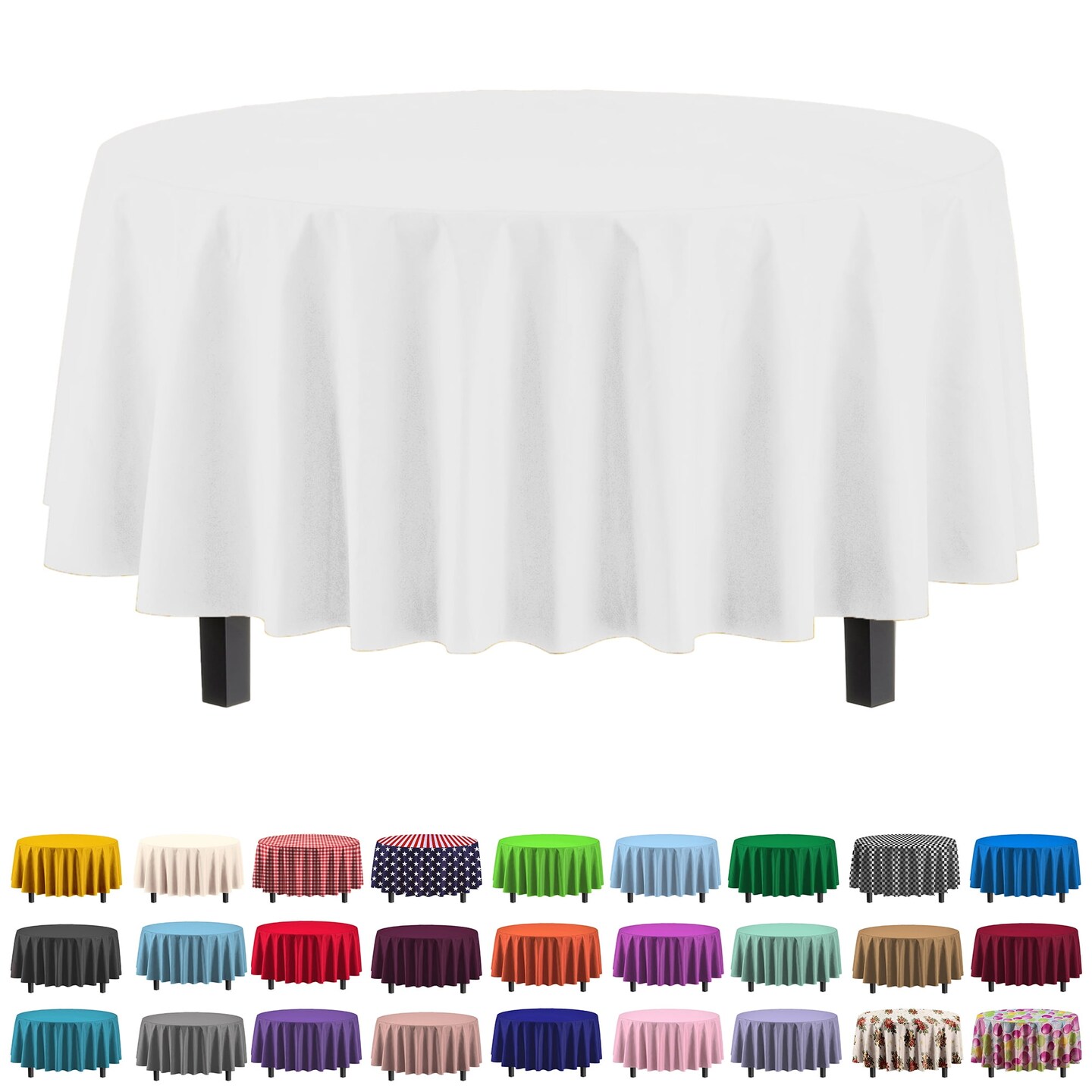 Exquisite Disposable Round Plastic Tablecloths &#x2013; 12 Pack 84&#x22; Disposable Table Cloths &#x2013; Indoor/Outdoor Party Tablecloth &#x2013; Round Plastic Table Cover for Events &#x26; Party Supplies
