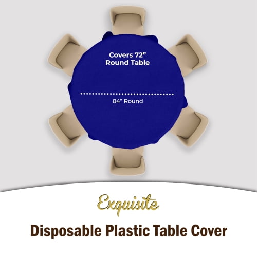 Exquisite Disposable Round Plastic Tablecloths – 6 Pack 84" Disposable Table Cloths – Indoor/Outdoor Party Tablecloth – Round Plastic Table Cover for Events & Party Supplies