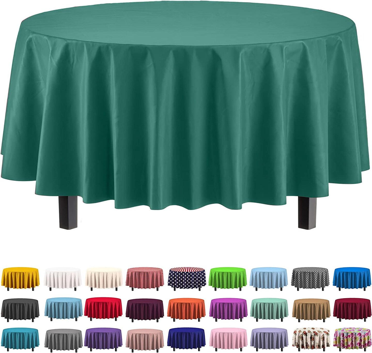 Exquisite Disposable Round Plastic Tablecloths – 12 Pack 84" Disposable Table Cloths – Indoor/Outdoor Party Tablecloth – Round Plastic Table Cover for Events & Party Supplies