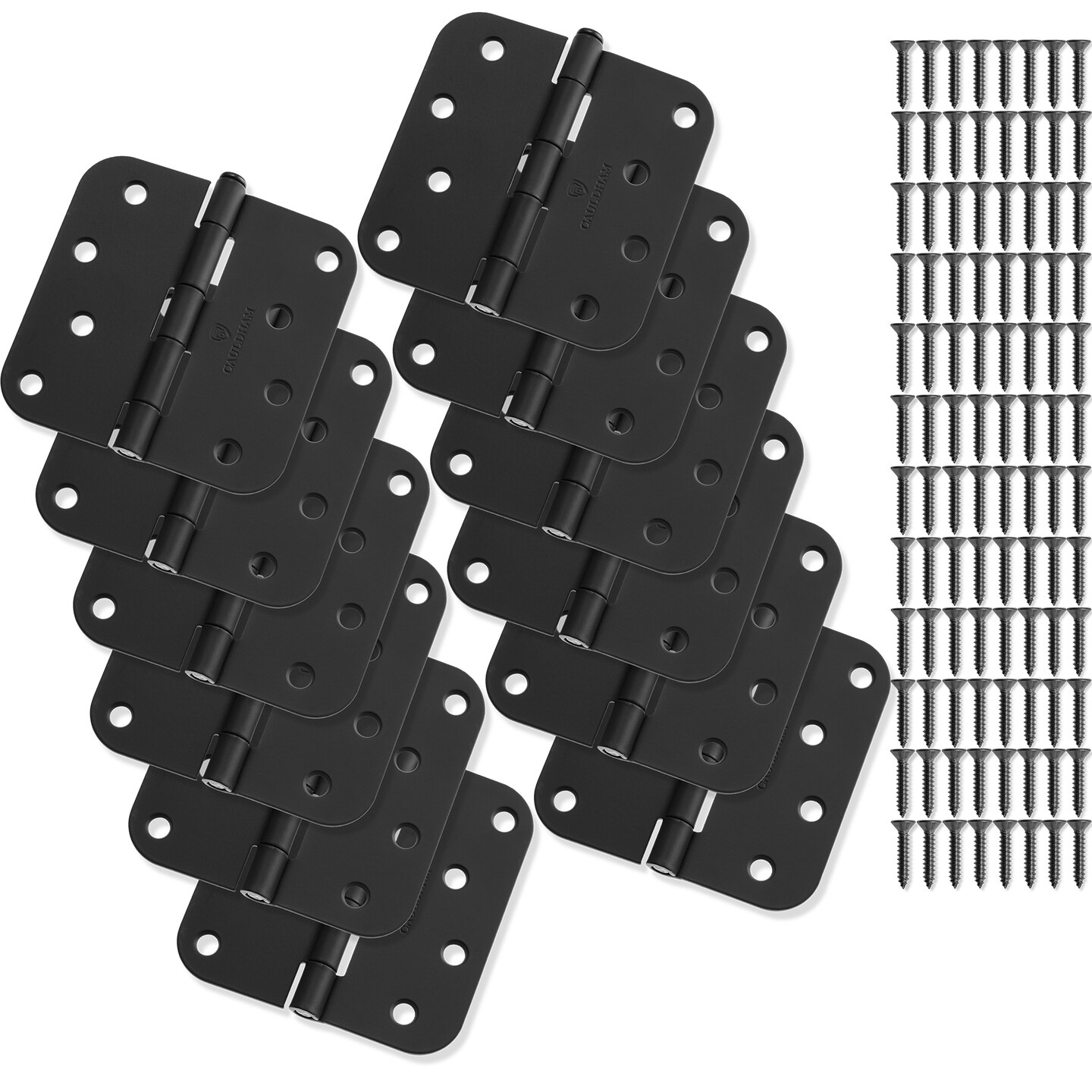 Cauldham Heavy-Duty 4" Interior Door Hinges with 5/8" Radius Corners - Black