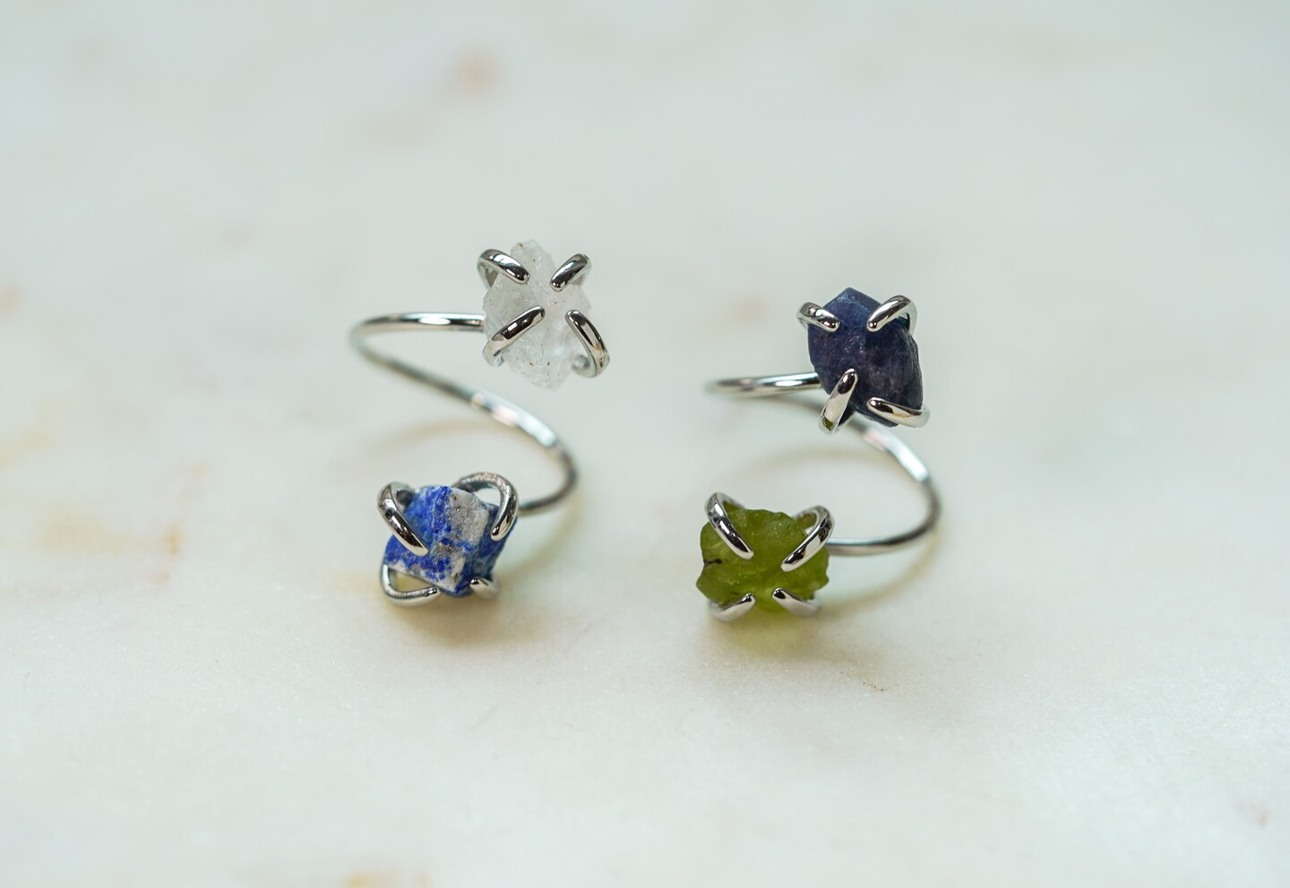 Choose Your Gemstones Gold Ring, Raw Emerald Ring, Raw Sapphire Ring, Garnet Raw Crystal Ring, Handmade Jewelry, Personalized Gifts For Mom