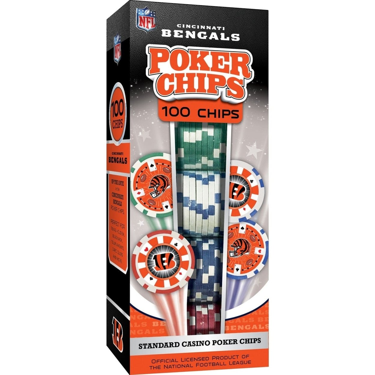 Cincinnati Bengals 100 Piece Casino Style Poker Chips Nfl Team Colors