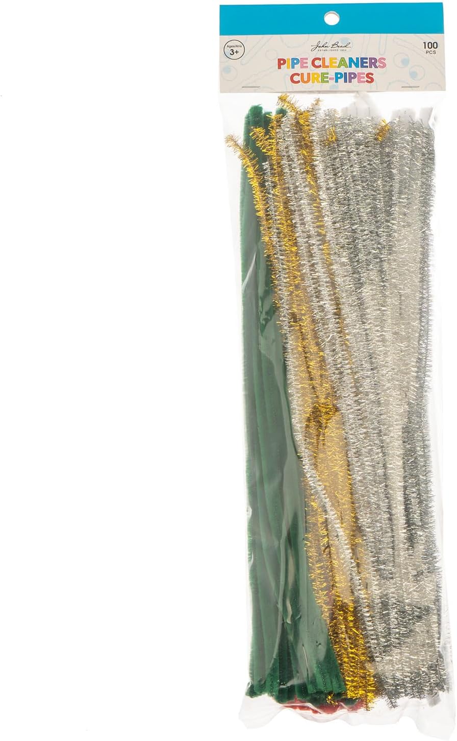 John Bead 12in x 6mm Mixed Chenille Pipe Cleaners, 100pcs