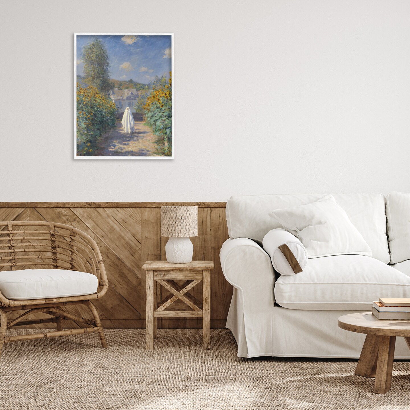 Stupell Industries Monet Style Sunflower Ghost Framed Giclee, design by Arlington Prints