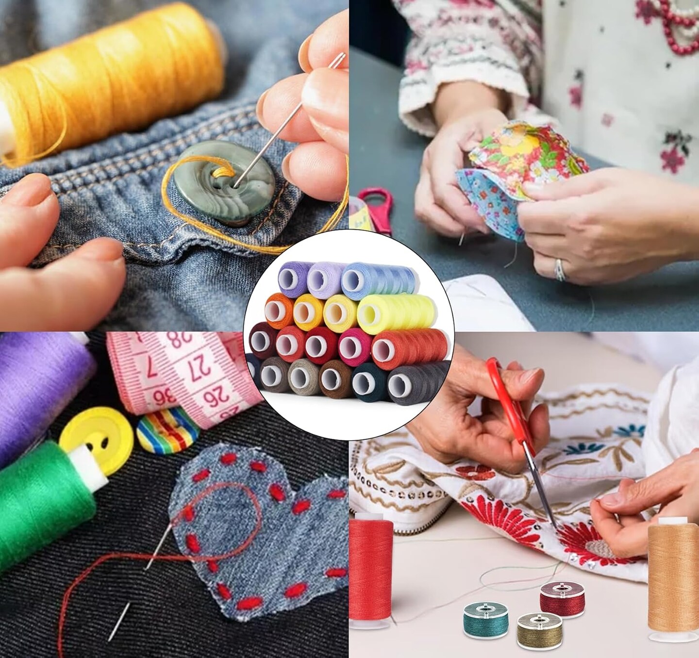 80 Colors Sewing Thread, 164 Pcs Sewing Bobbins, 300 Yards Spools