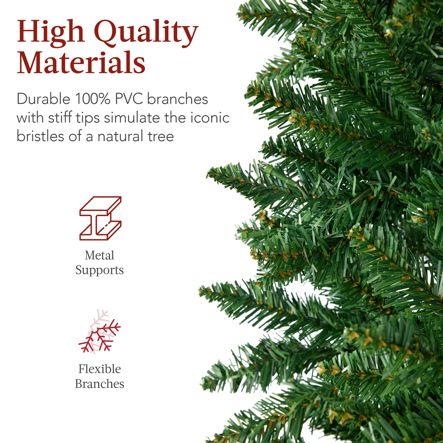 Best Choice Products Unlit Pencil Christmas Tree, Spruce Style Holiday D&#xE9;cor w/ Metal Base