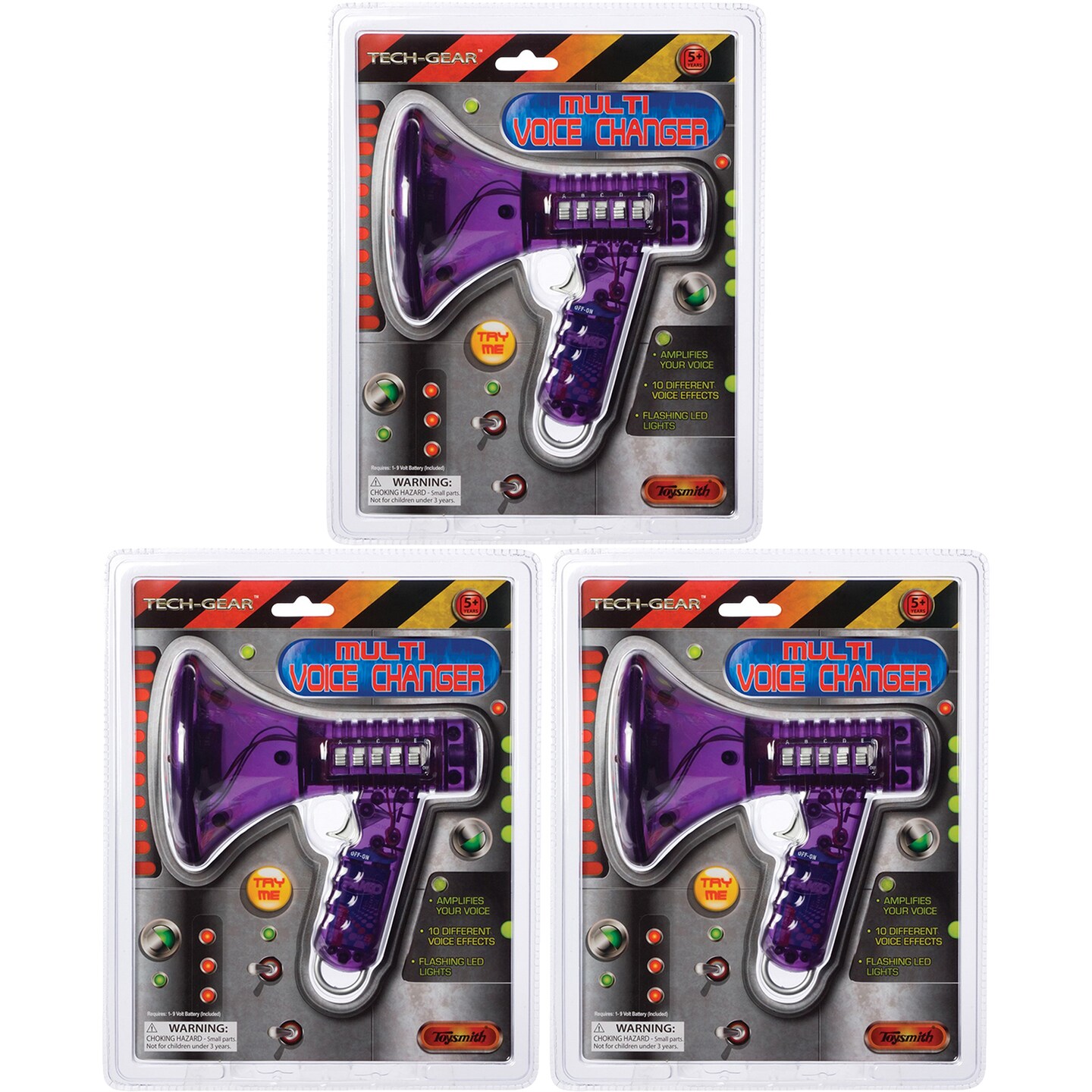 Toysmith Tech Gear Multi Voice Changer - 3 Pack (6.5-Inch Various Colors)