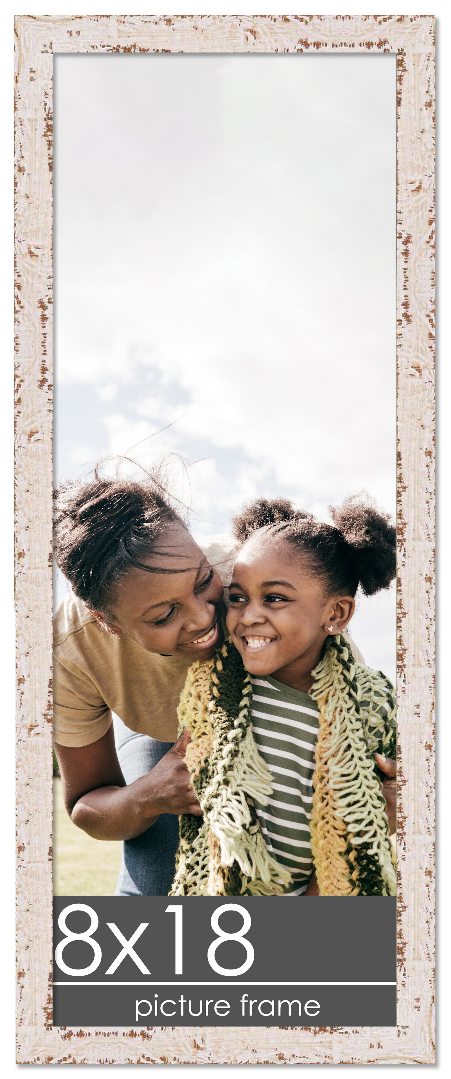 Panoramic Shabby Chic White Picture Frame - UV Acrylic, Foam Board Backing, Hanging Hardware