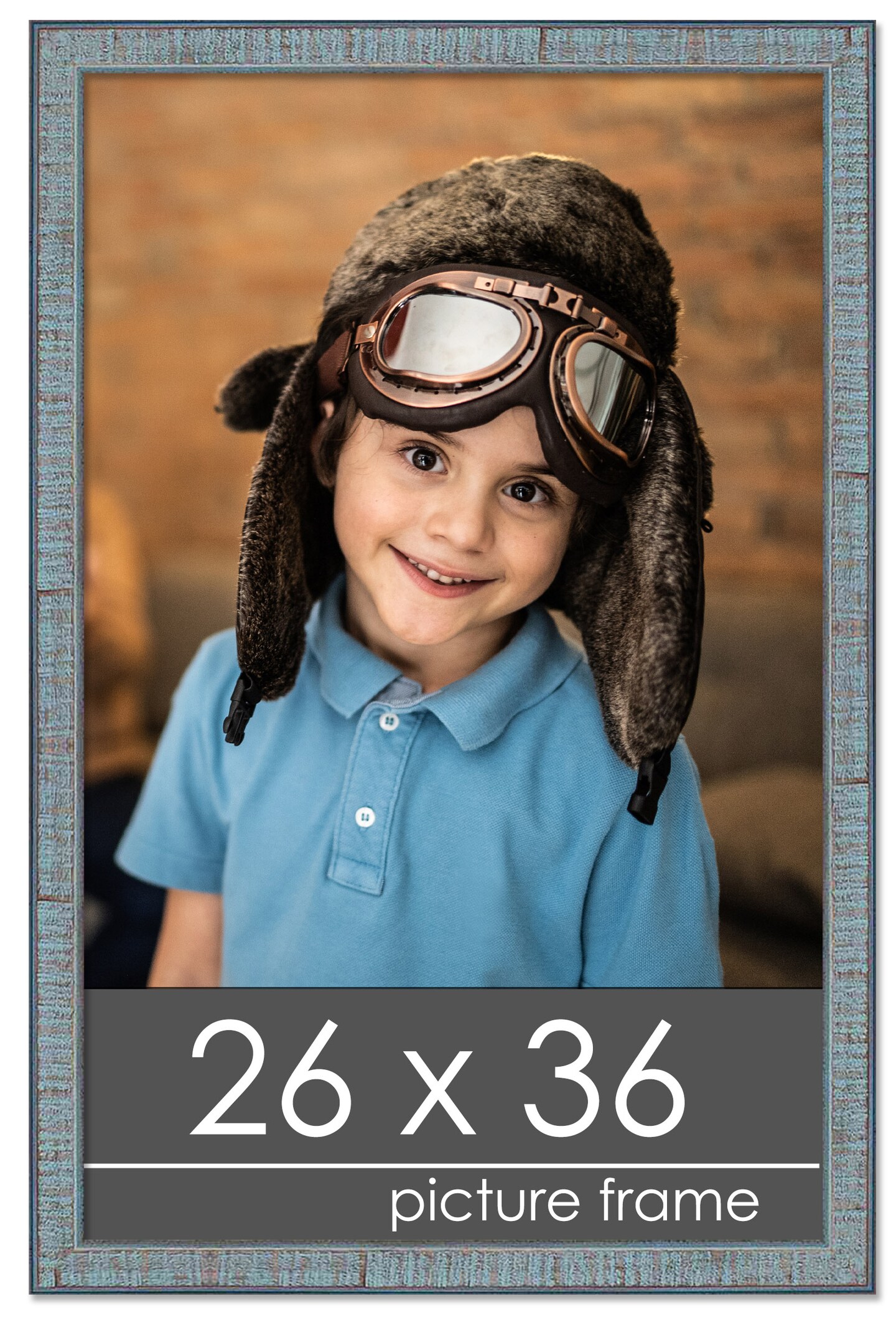 Textured Blue Picture Frame - UV Acrylic, Foam Board Backing, Hanging Hardware