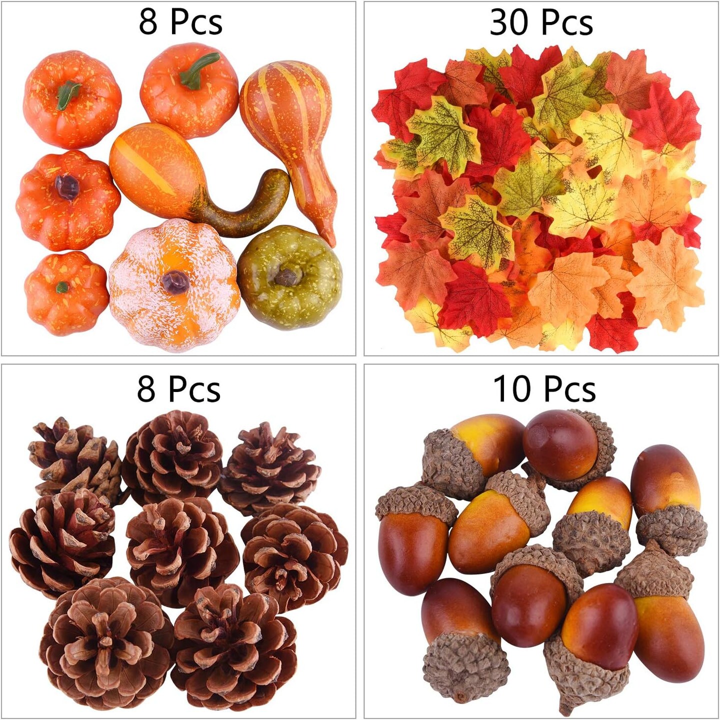 56 Pcs Fall Thanksgiving Decorations, Mini Artificial Pumpkins
