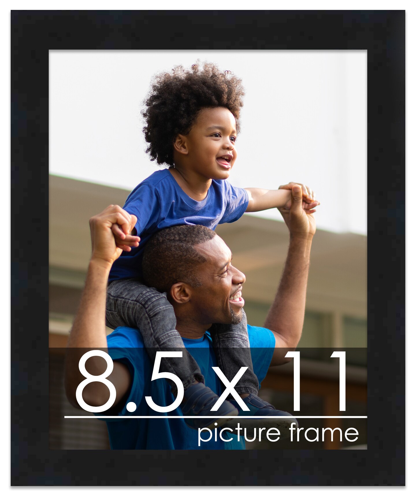 Photo Size Modernist Black Picture Frame - UV Acrylic, Foam Board Backing, Hanging Hardware