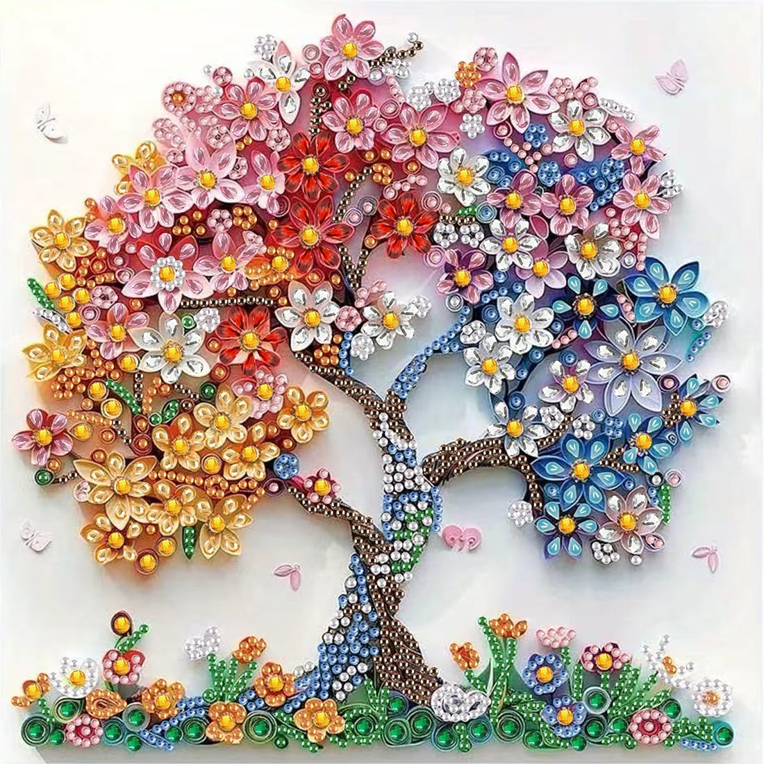 5D Diamond Art Kits for Adults Beginner,Colorful Flower Tree Diamond Painting Kits for Special Shape,DIY Full Drill Diamond Dots Gem Art for Home Wall Decor 12 X 12Inch