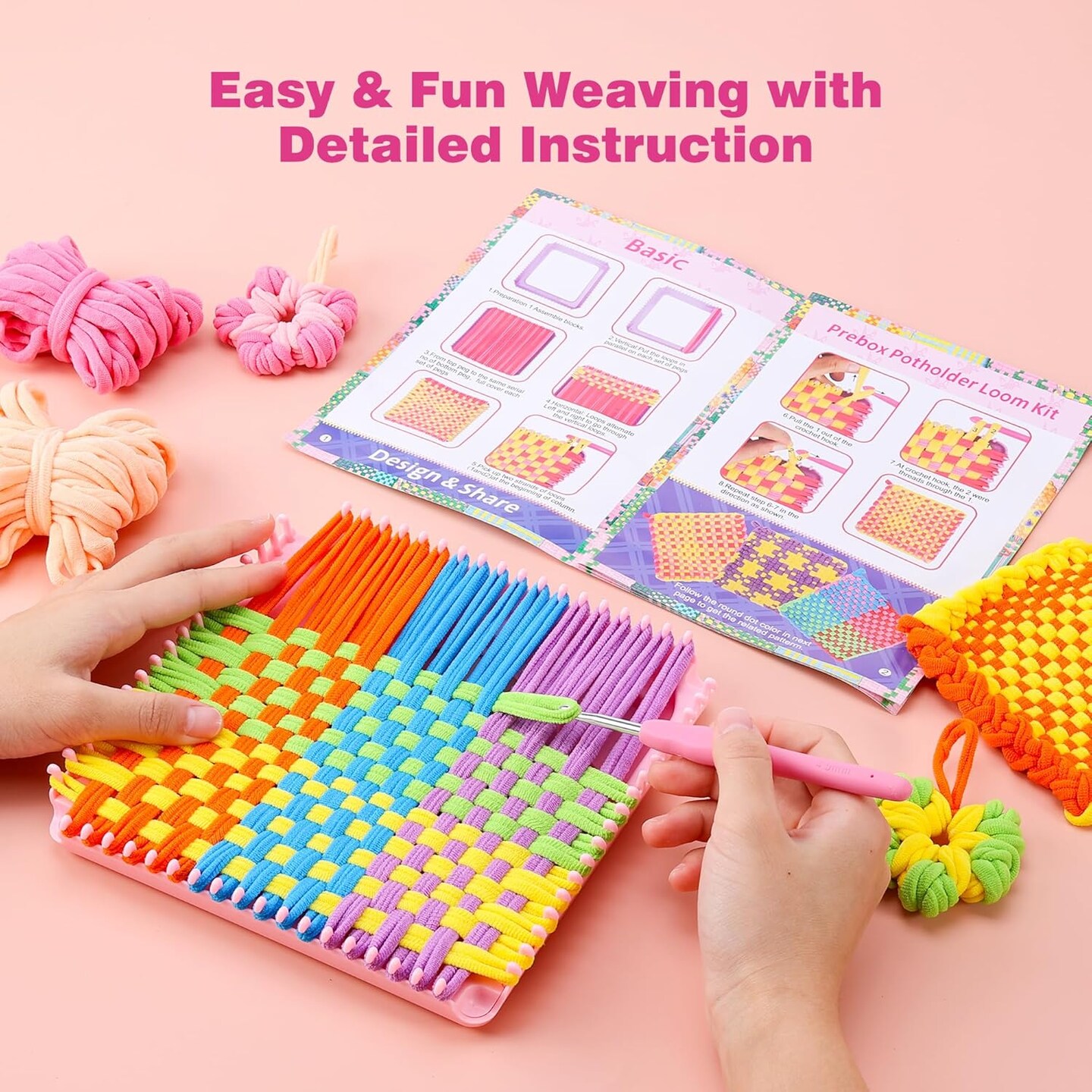 Potholder Loom Kit, 7.3" Weaving Loom Kit with 432 Craft Loops in 12 Colors