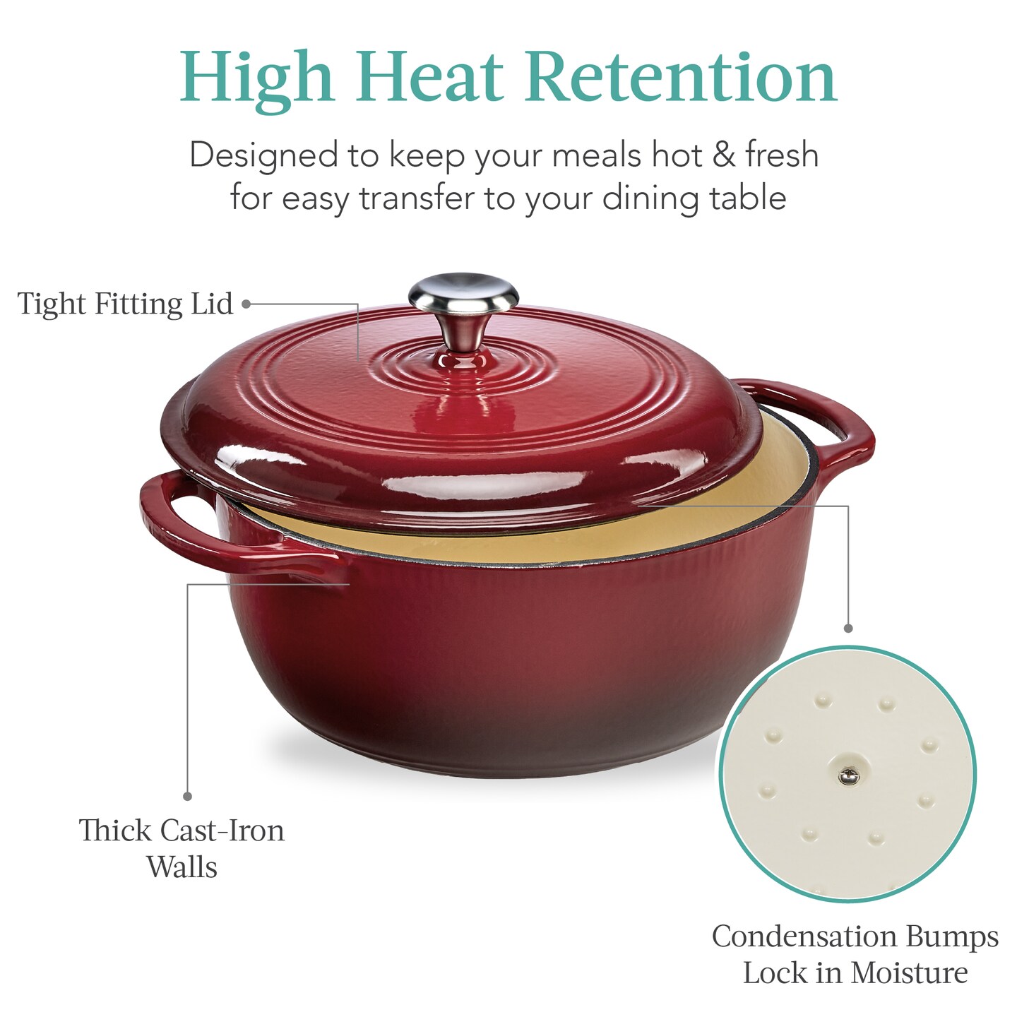 Best Choice Products 6 Quart Enamel Cast-Iron Dutch Oven, Heavy-Duty Cookware w/ Dual Handles, Lid