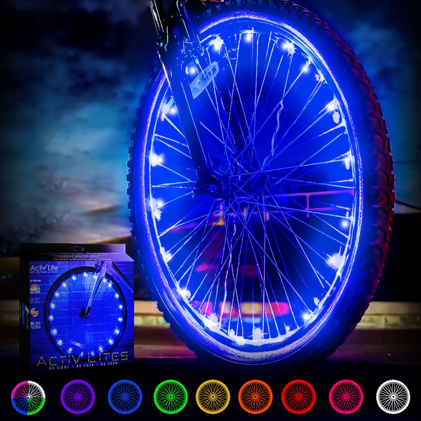 Activ Life LED Bike Wheel Lights with Batteries Included, Get 100% Brighter and Visible from All Angles for Ultimate Safety & Style (1 Tire Pack, Blue)