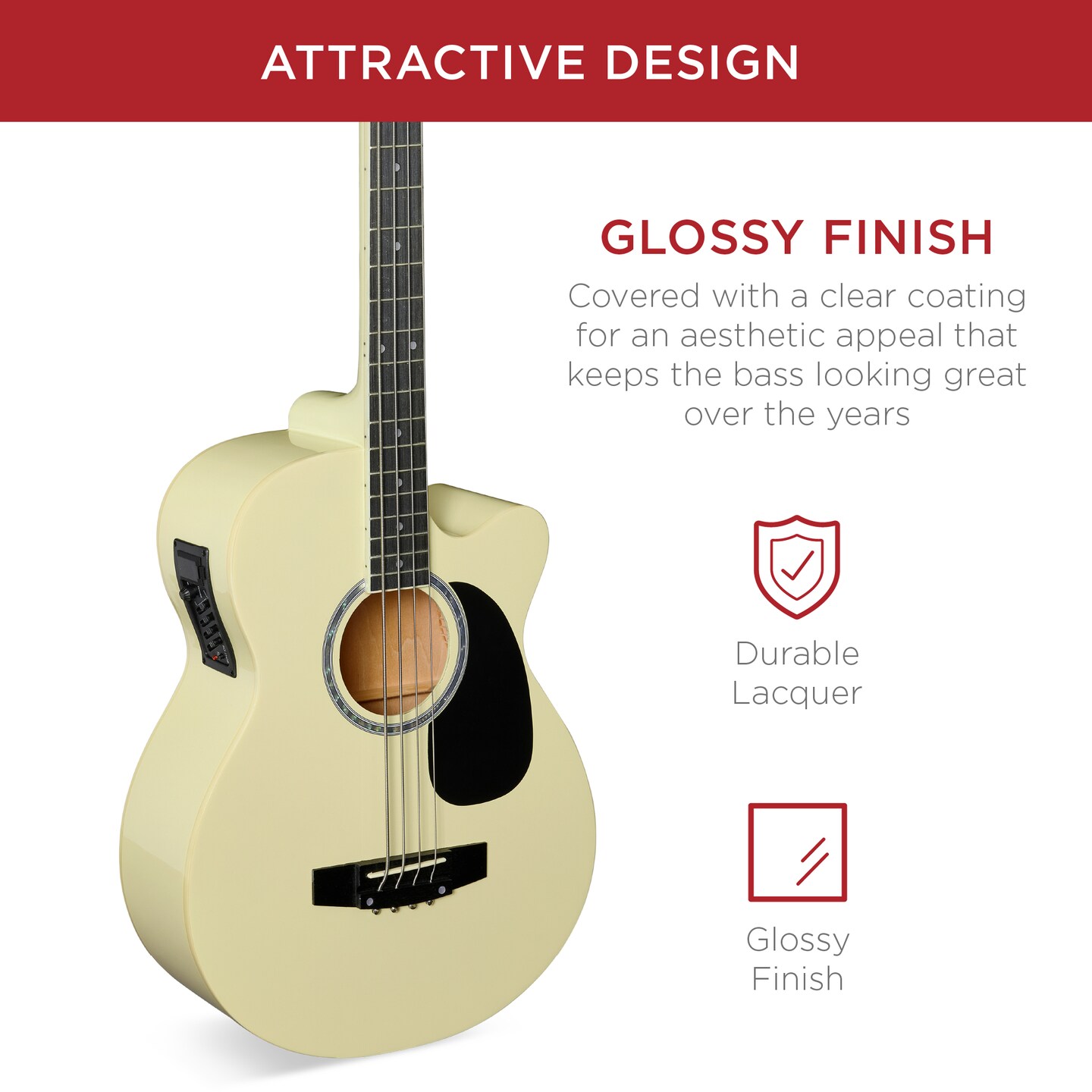 Best Choice Products 22-Fret Full Size Acoustic Electric Bass Guitar w/ 4-Band Equalizer, Truss Rod