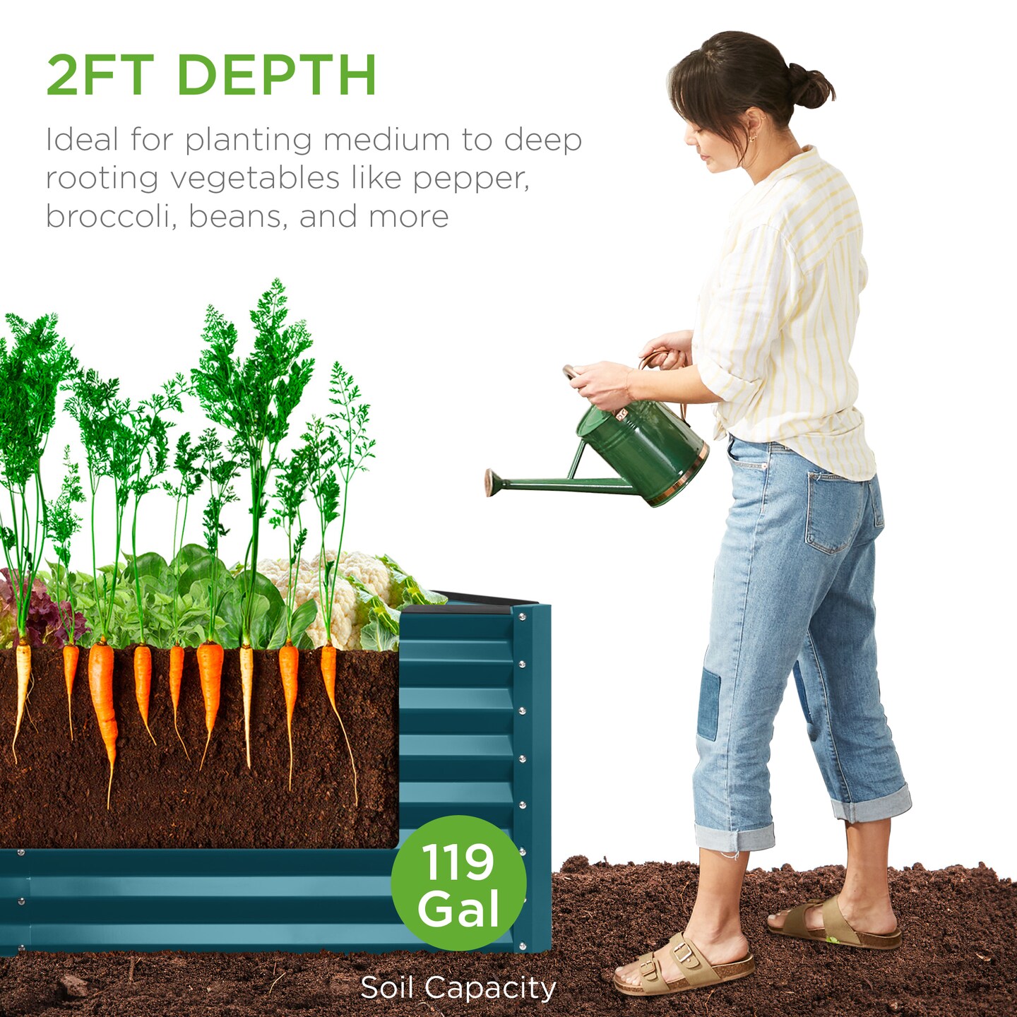Best Choice Products 4x2x2ft Outdoor Metal Raised Garden Bed, Planter Box for Vegetables, Flowers, Herbs