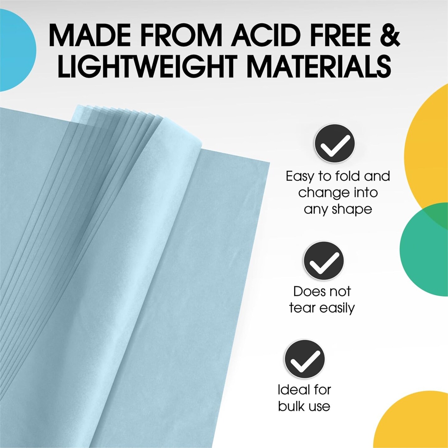 Tissue Paper for Gift Bags - 15" x 20" Bulk Tissue Paper Dark Blue 480 Sheets - 10lb Newsprint for Packing, Birthday Gift Box Filler, Packing Supplies for Moving Supplies