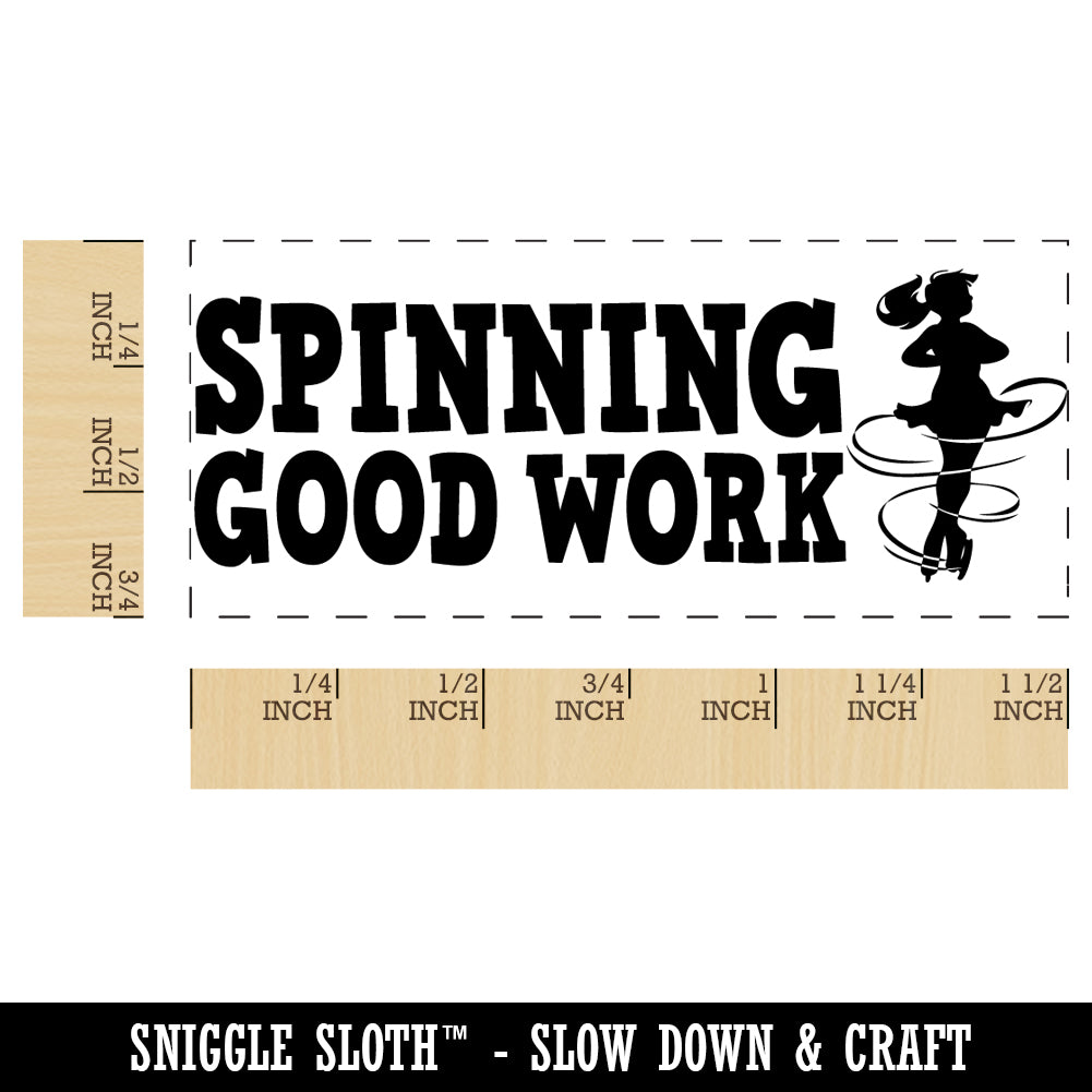 Spinning Good Work Ice Skating Teacher Student School Self-Inking Rubber Stamp Ink Stamper