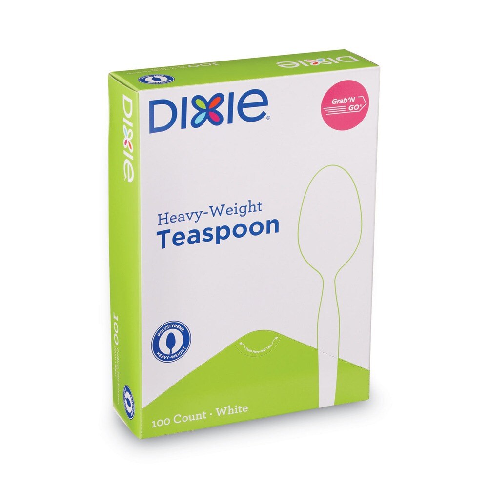 Dixie Heavyweight Plastic Cutlery Teaspoons - White (100/Box)