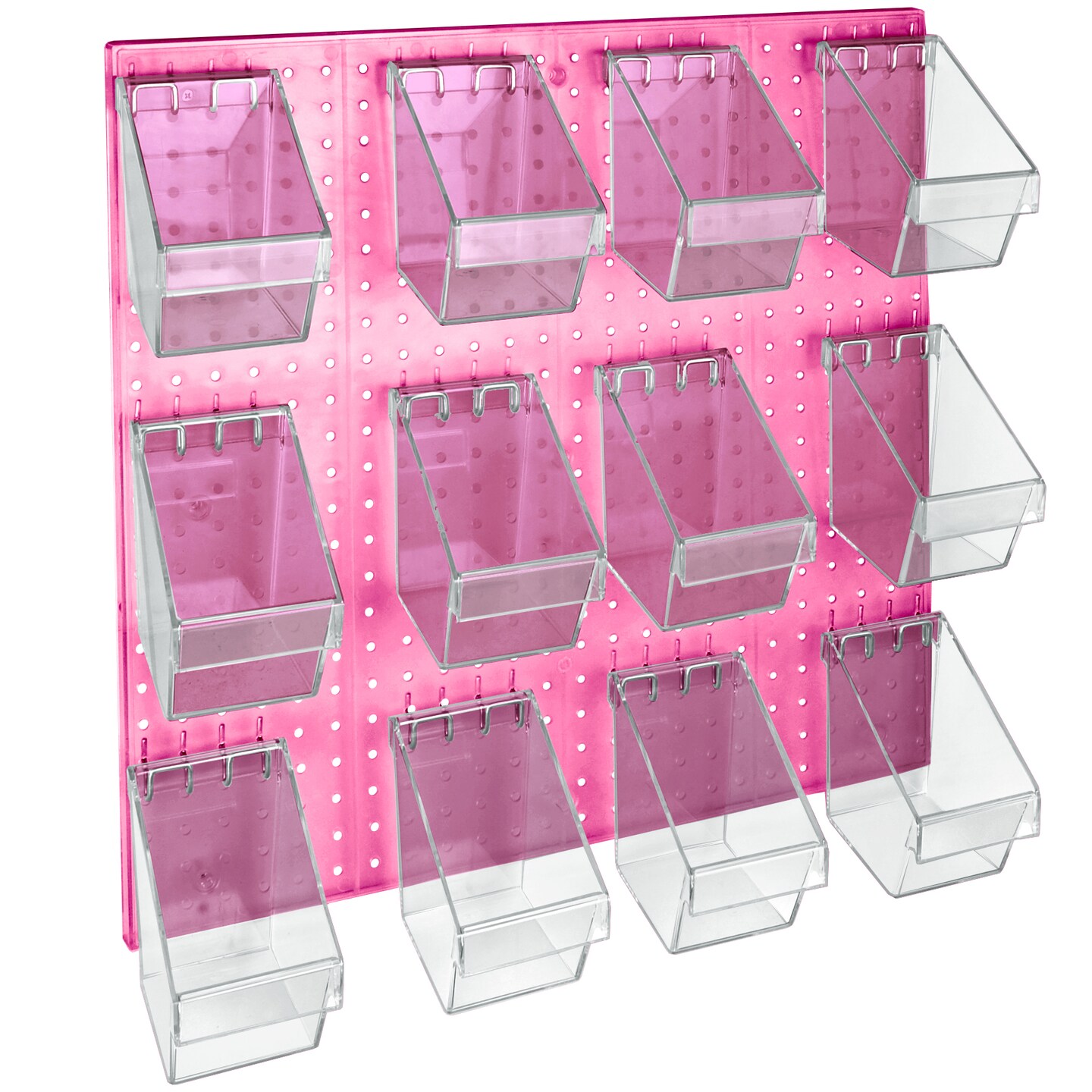 12 Mini Bucket Peg Wall Accessory Organizer Kit Pegboard Panel