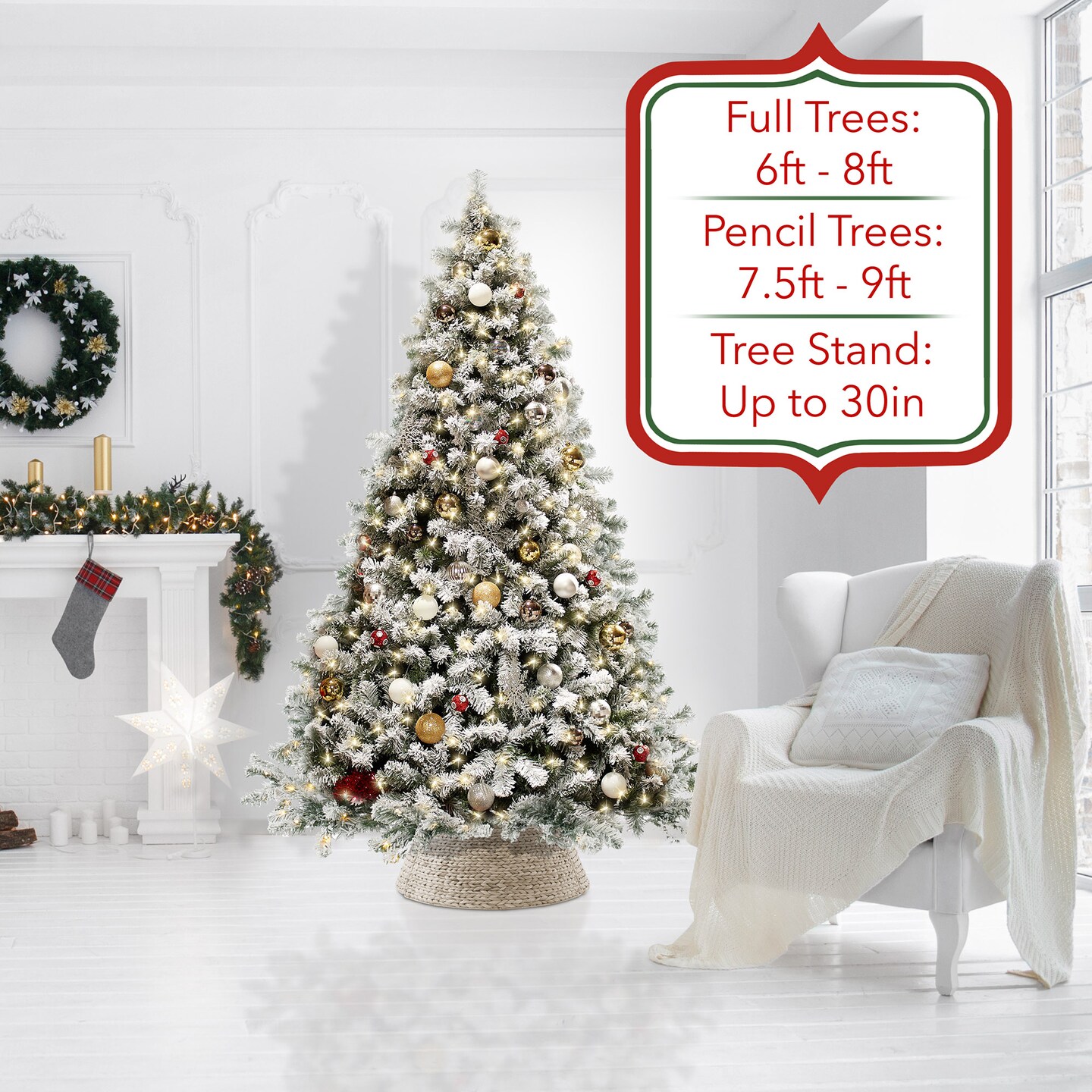 Casafield Christmas Tree Collar, Woven Water Hyacinth Tree Base Cover with Cord Cut Out