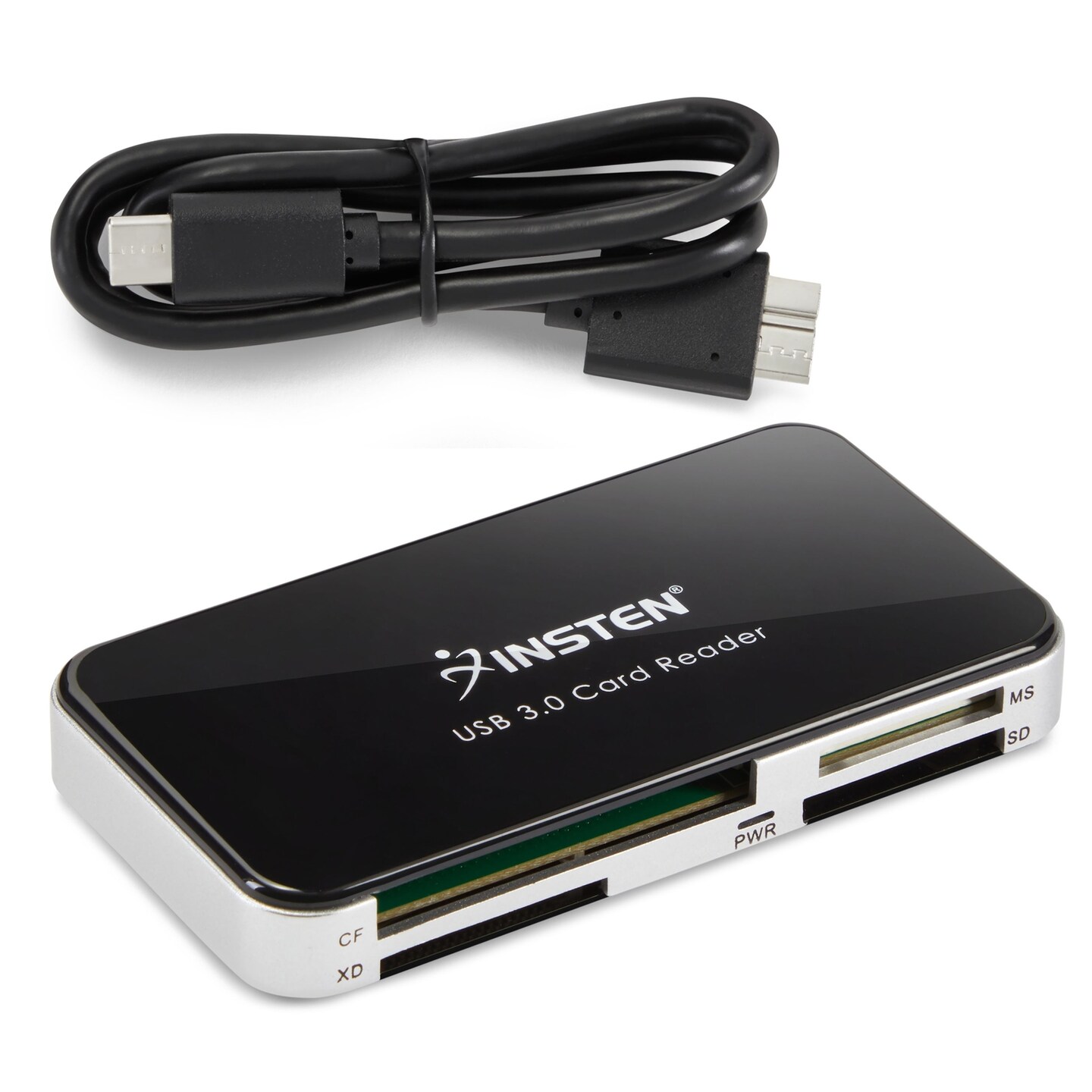 Insten USB C Card Reader USB 3.0 with USB C Cable, 6 in 1 Compatible with SD, microSD, TF, MS, CF, XD, and M2 Cards, Black