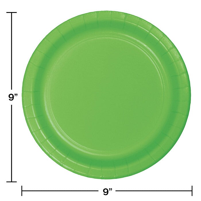 96 pc Bulk Fresh Lime Green Value Friendly 8.75 inch Dinner Plates