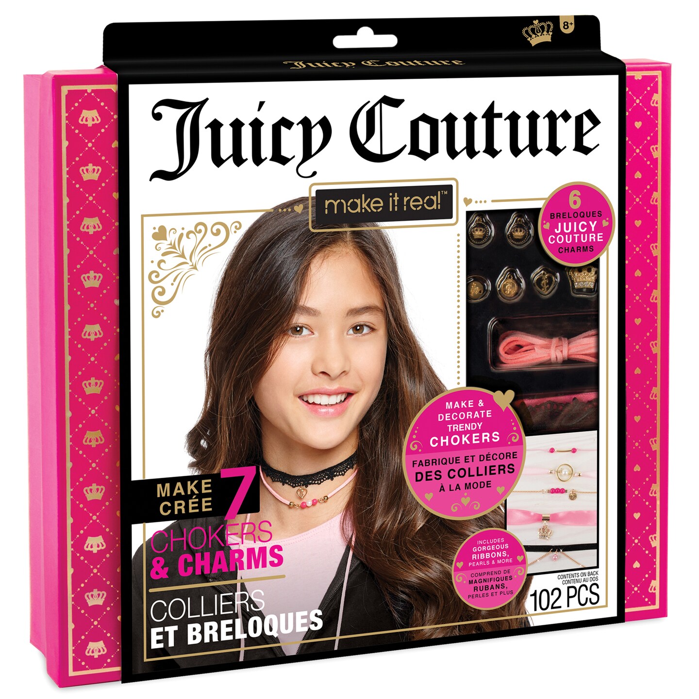 Juicy Couture: Chokers &#x26; Charms Kit - Create 7 Unique Necklaces, Make It Real, 102 Pieces, All-In-One, DIY Bead Jewelry Kit, Arts &#x26; Crafts, Kids Ages 8+