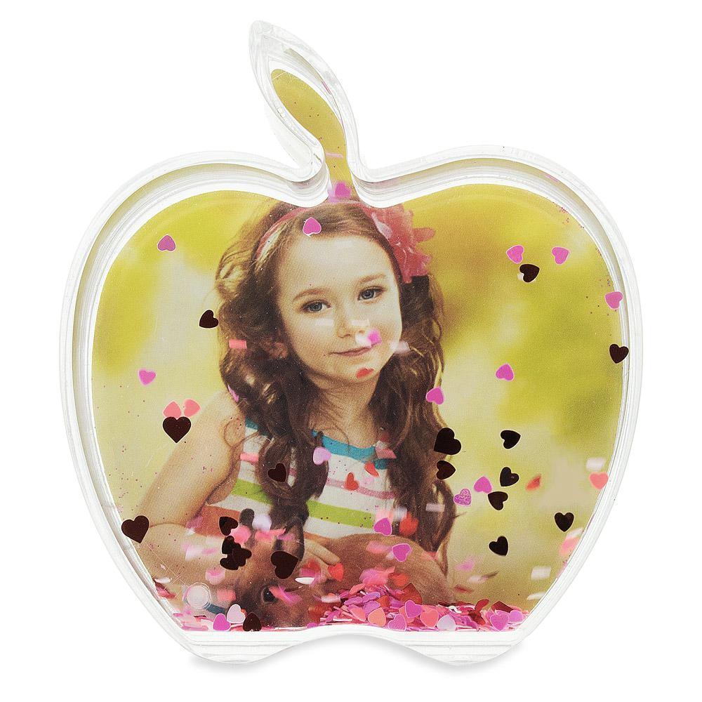 Apple-Shaped Clear Plastic Water Globe Picture Frame