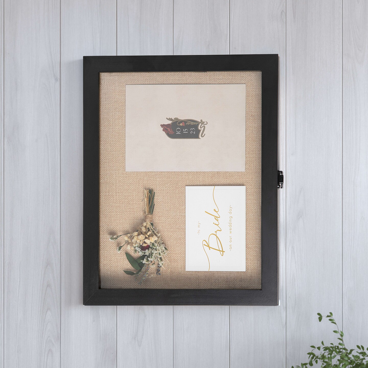 HBCY Creations Wood Shadow Box Display Case - Solid Wood with Acrylic Window - Security Latch - For Mementos and Keepsakes