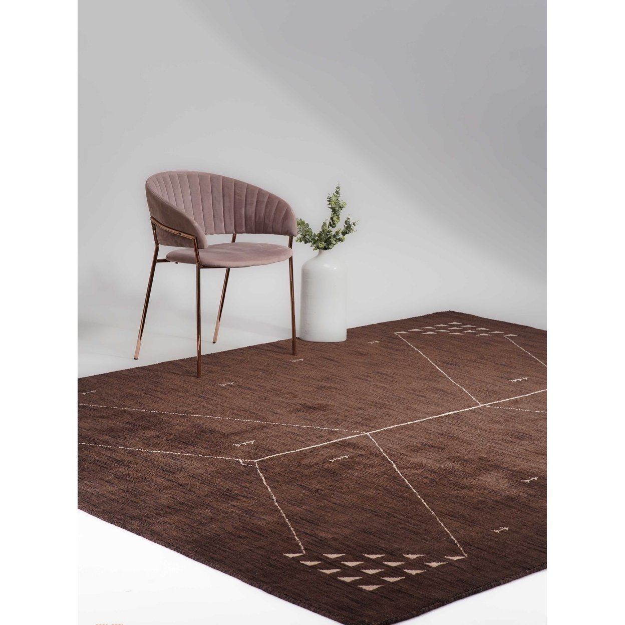 Rugsotic Hand Knotted Wool Area Rug 8X10 Geometric Brown L00538 Modern Design